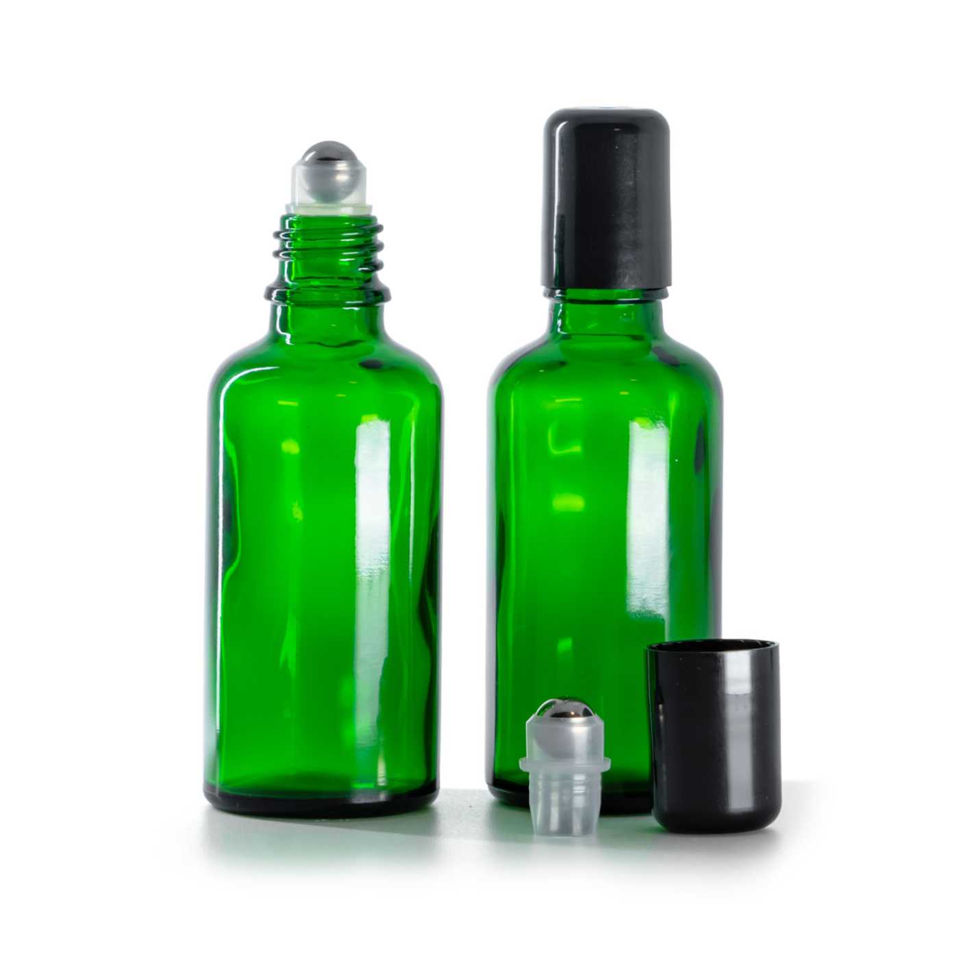 Butelka szklana, zielona, roll-on, 50 ml