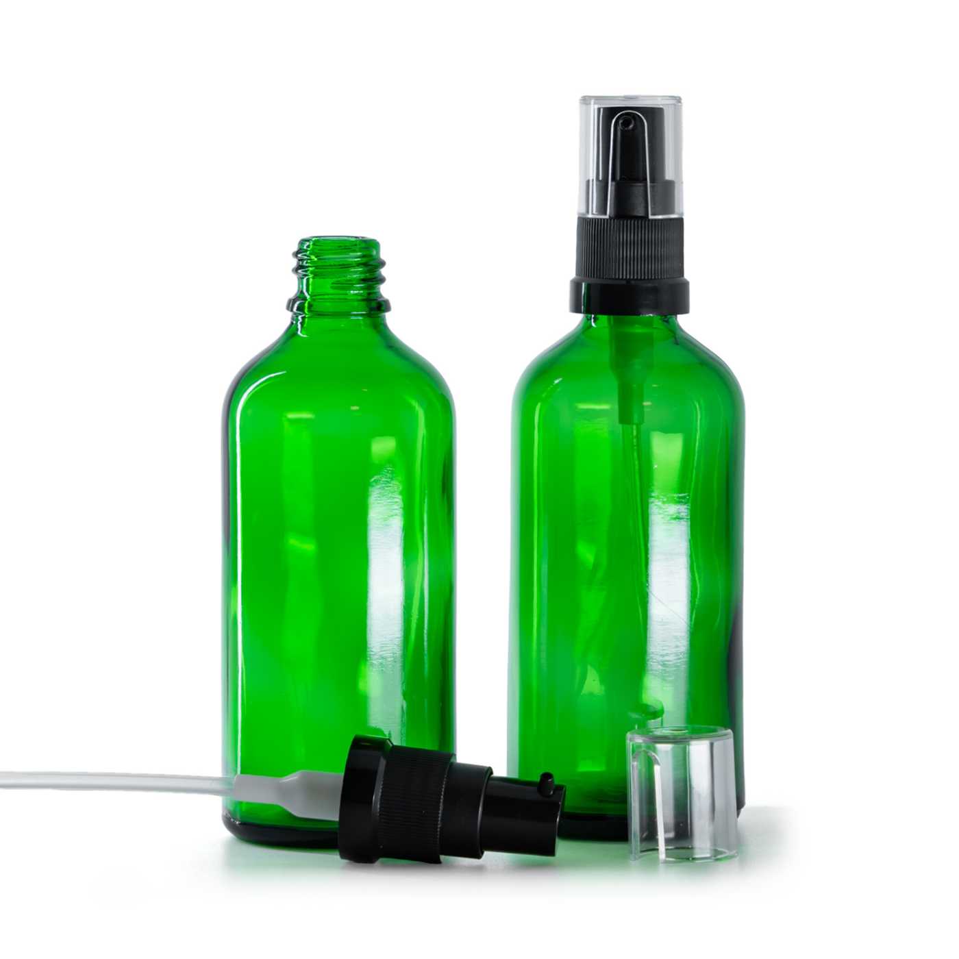 Butelka szklana, zielona, pompka do olejów, 100 ml