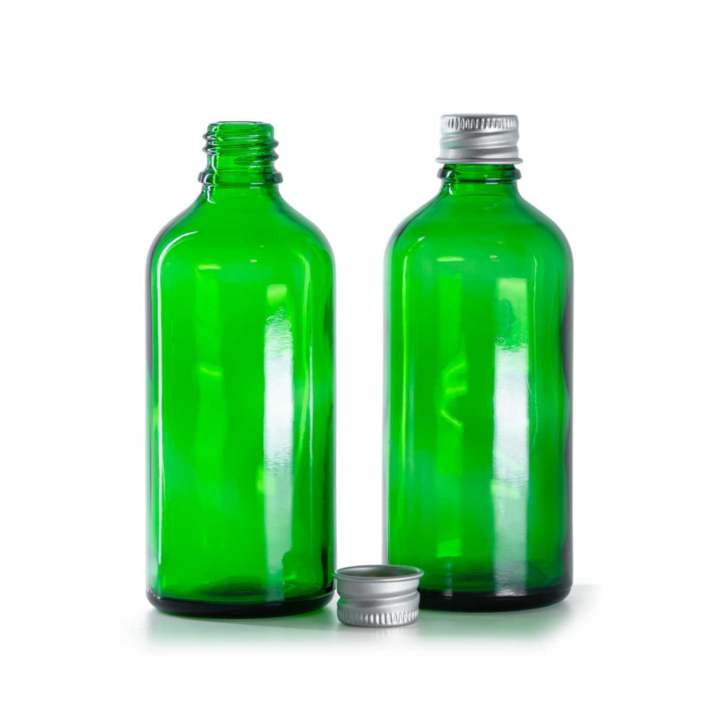 Butelka szklana, zielona, nakrętka aluminiowa, 100 ml