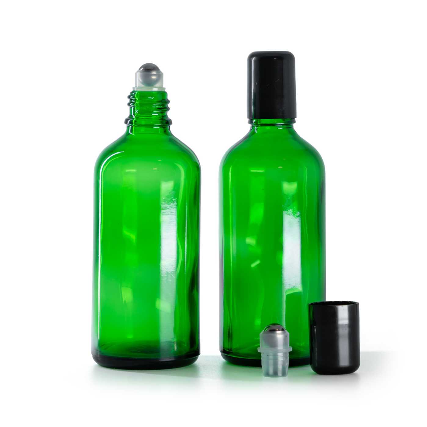 Zelená skleněná roll-on lahvička, 100 ml