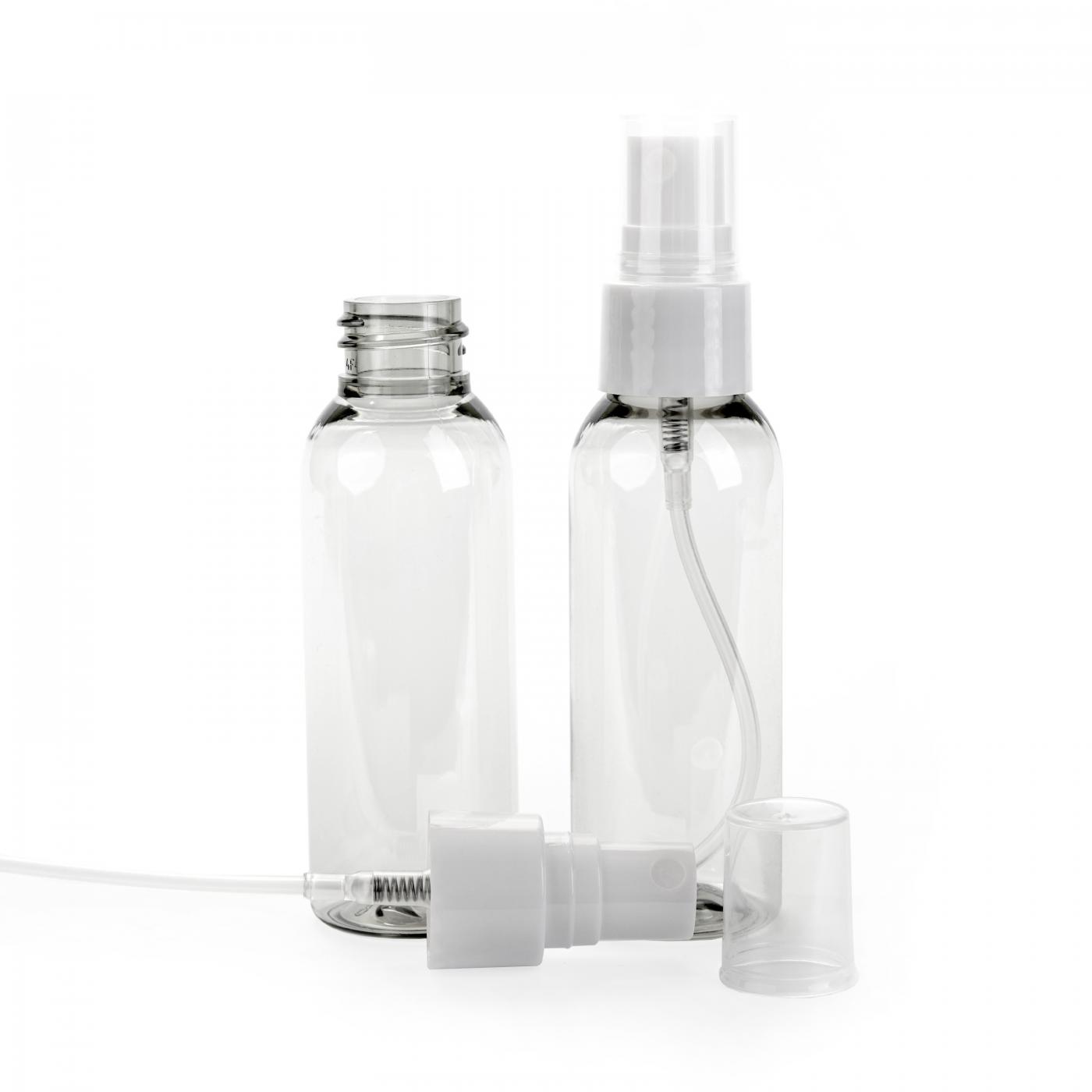 Plastová fľaša, priehľadná, 50 ml, rozprašovač