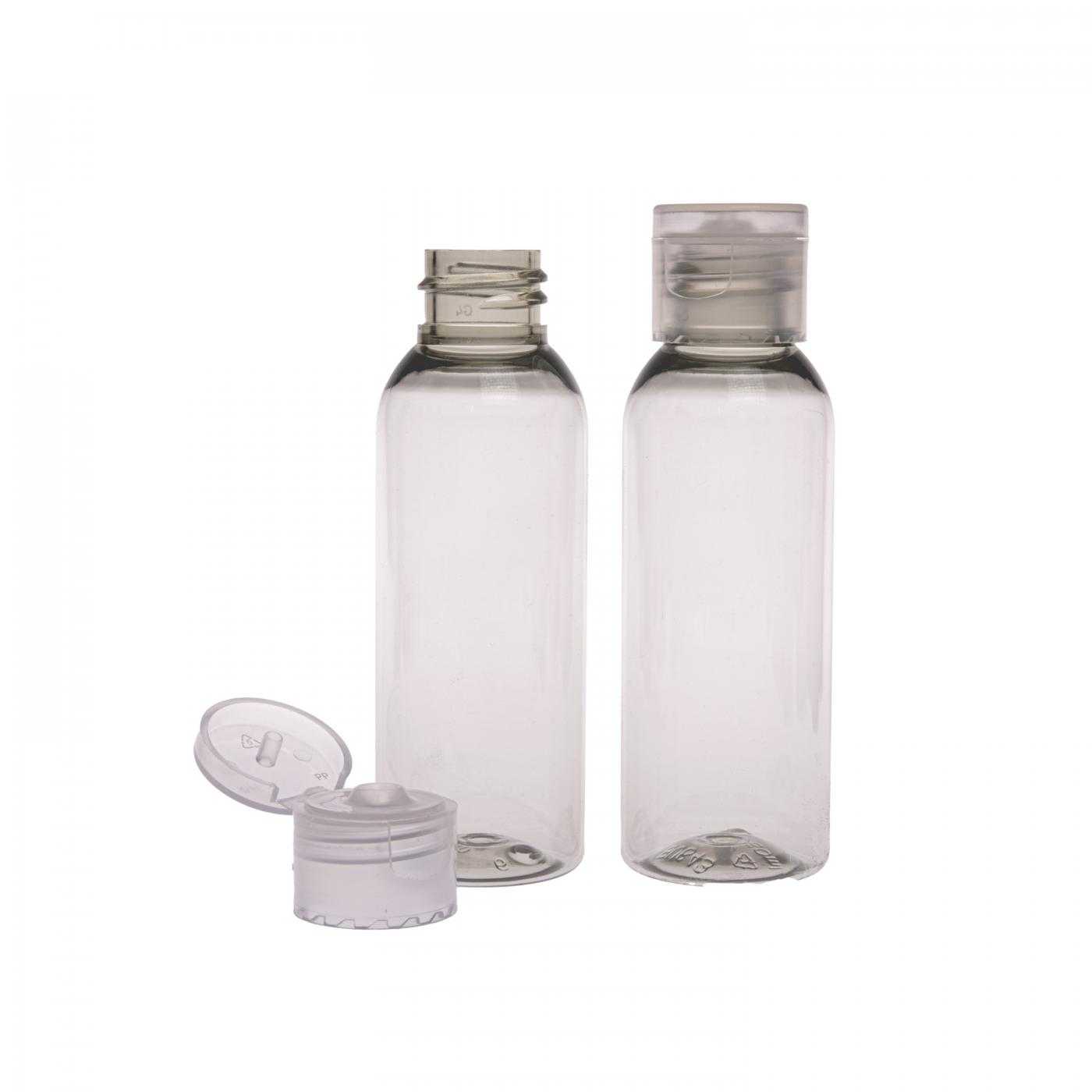Plastová fľaša, priehľadná, 50 ml, priehľadný flip-top