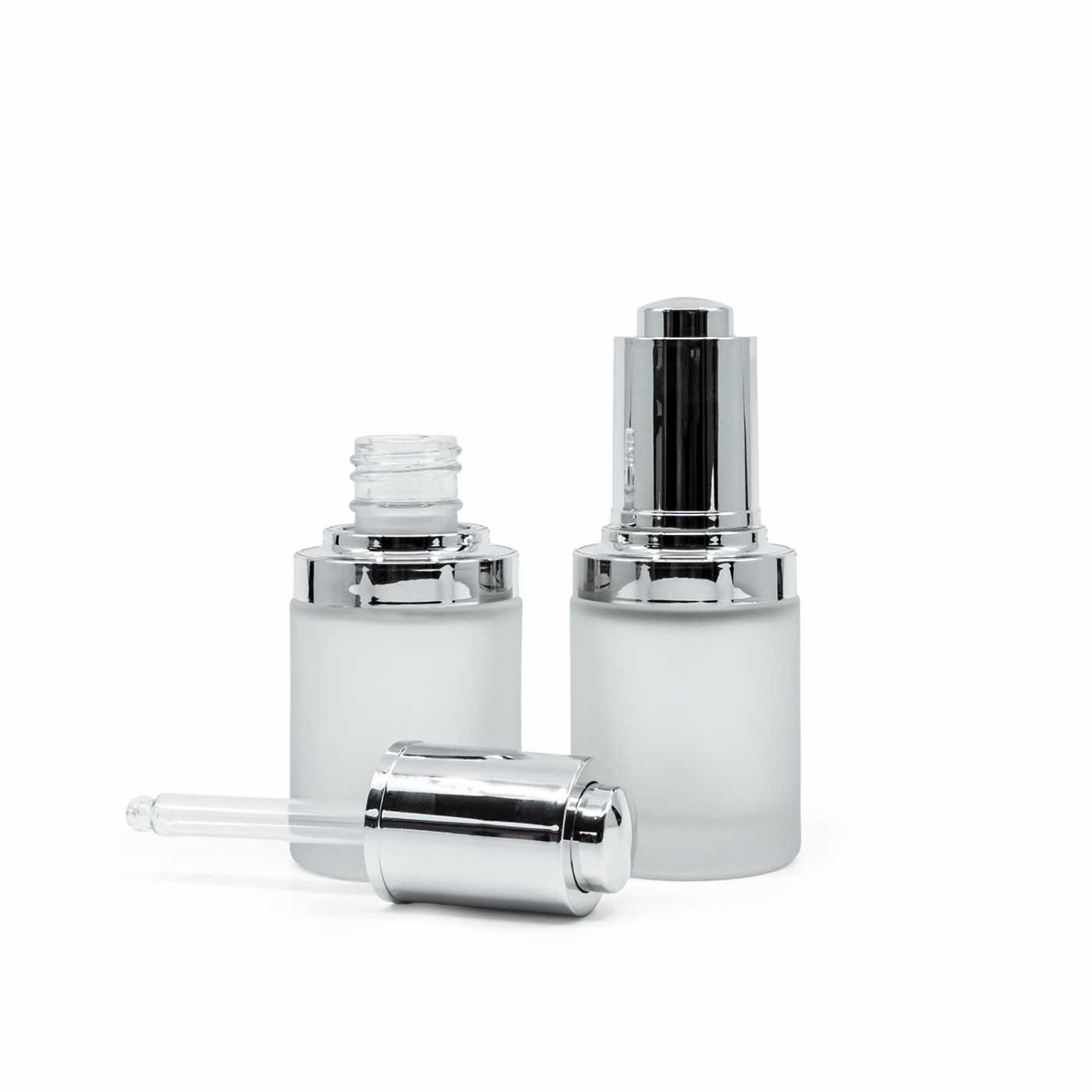 Sklenená fľaška, širšia, mliečna, push kvapátko, 30 ml