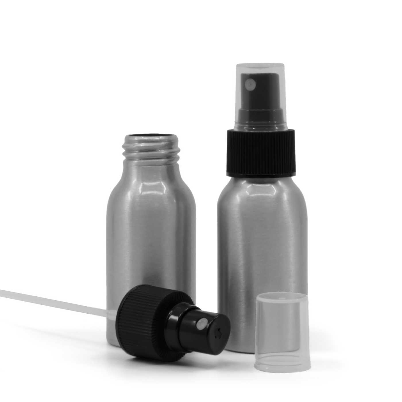 Flacon en aluminium, vaporisateur noir, 50 ml