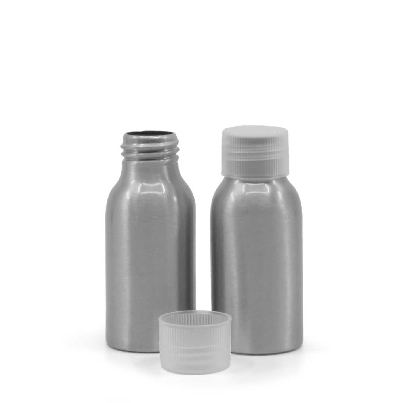 Butelka aluminiowa z przezroczystą nakrętką, 50 ml