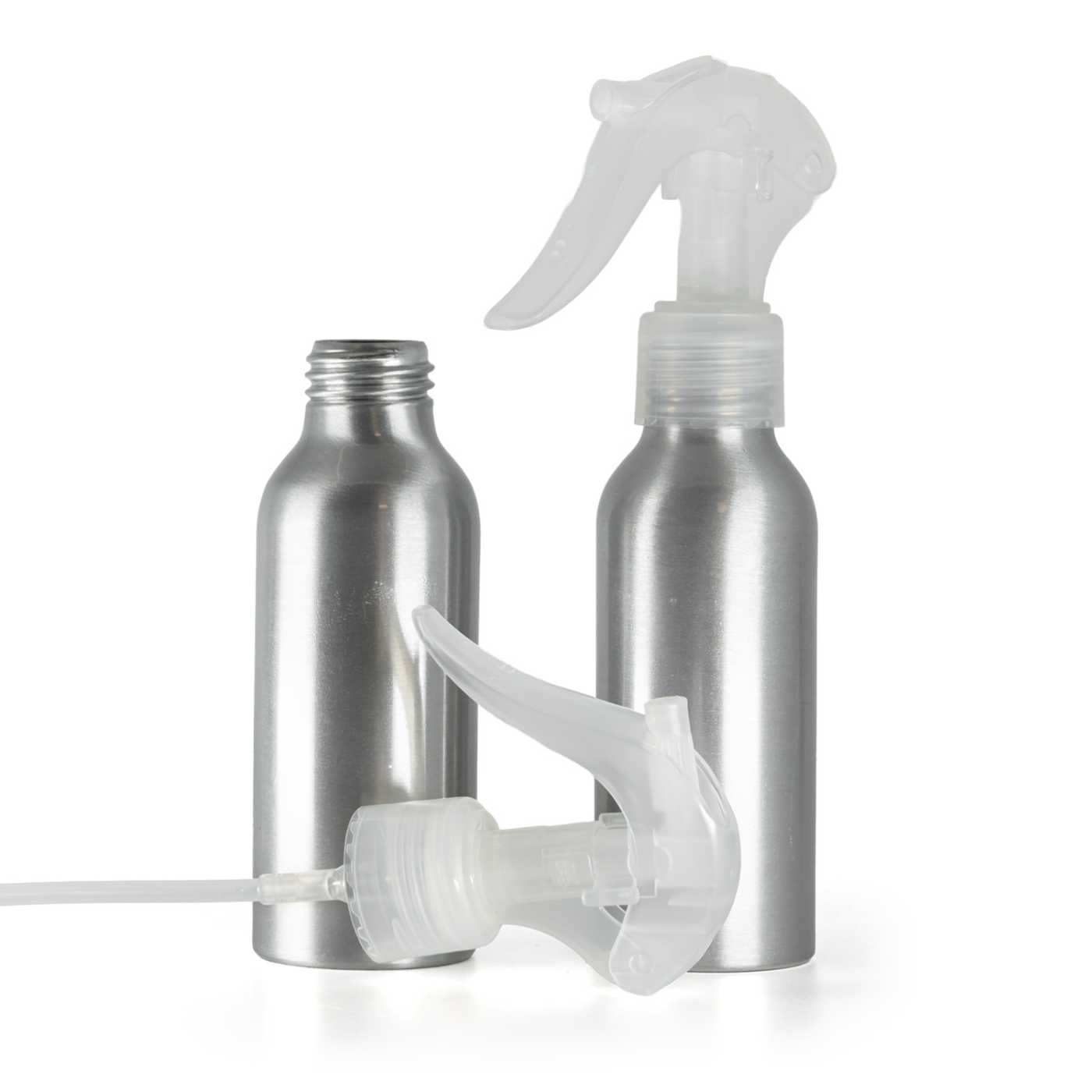 Butelka aluminiowa, mini spryskiwacz z dźwignią, przezroczysty, 100 ml