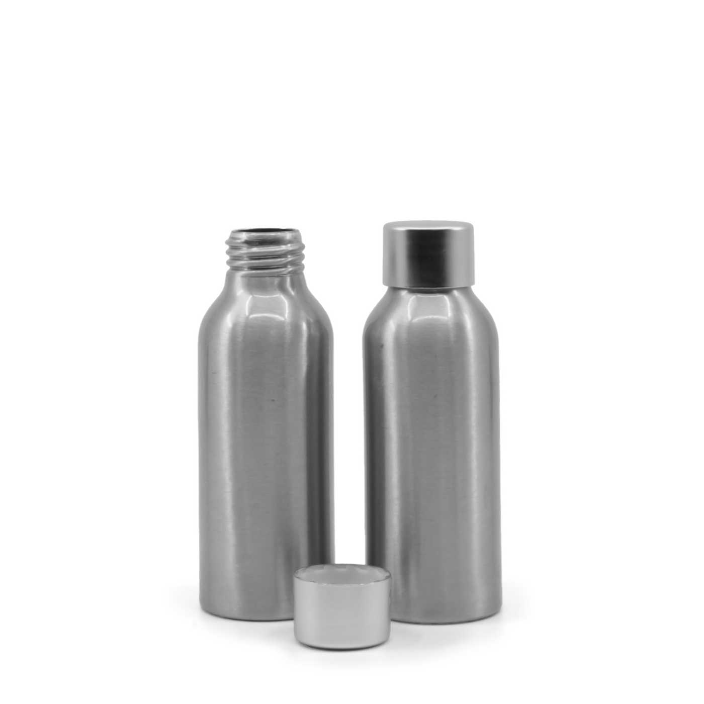 Butelka aluminiowa ze srebrną nakrętką, 100 ml