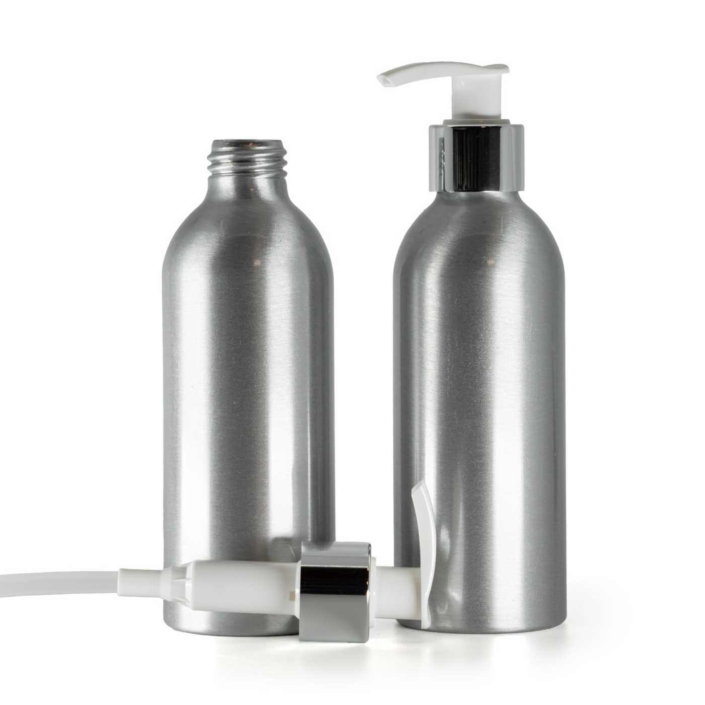 Hliníková fľaša, bielo-strieborný dávkovač, 200 ml