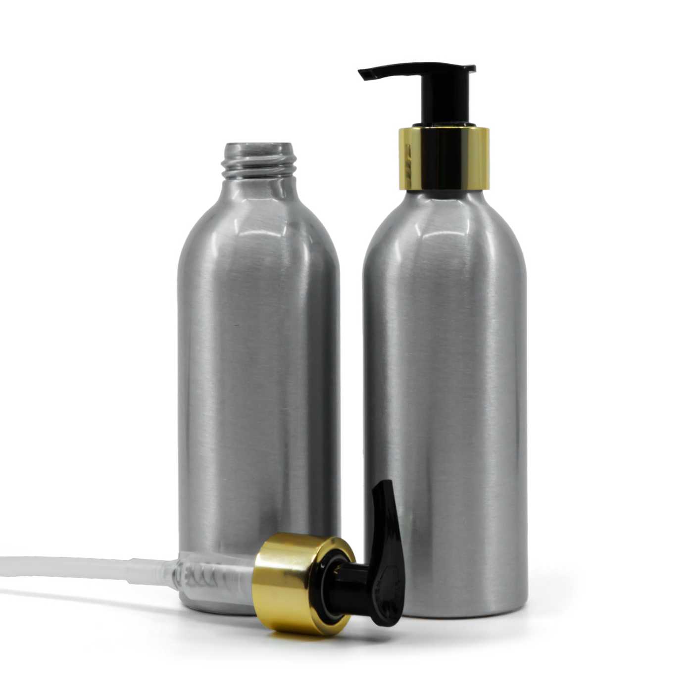 Hliníková fľaša, zlatý dávkovač, 200 ml