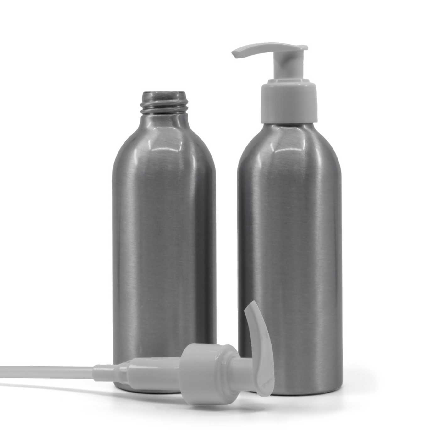 Hliníková fľaša, pumpička biela, 200 ml