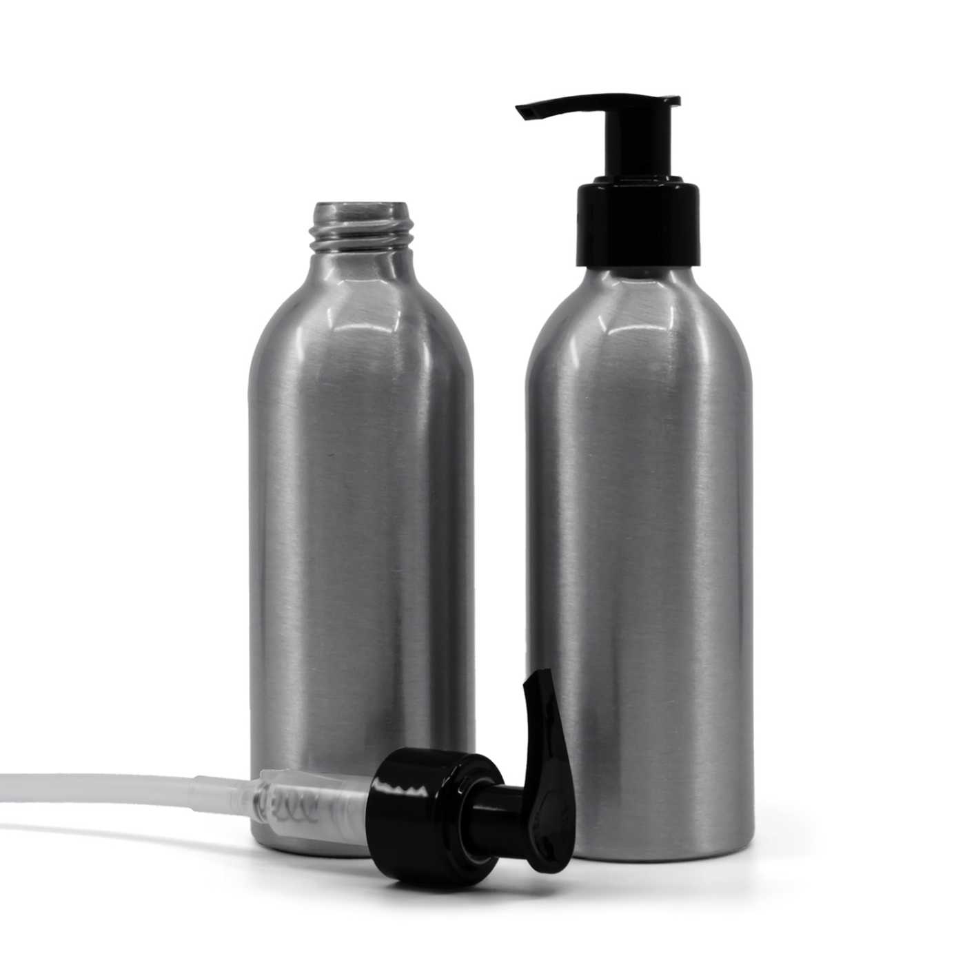 Hliníková fľaša, čierny dávkovač, 200 ml