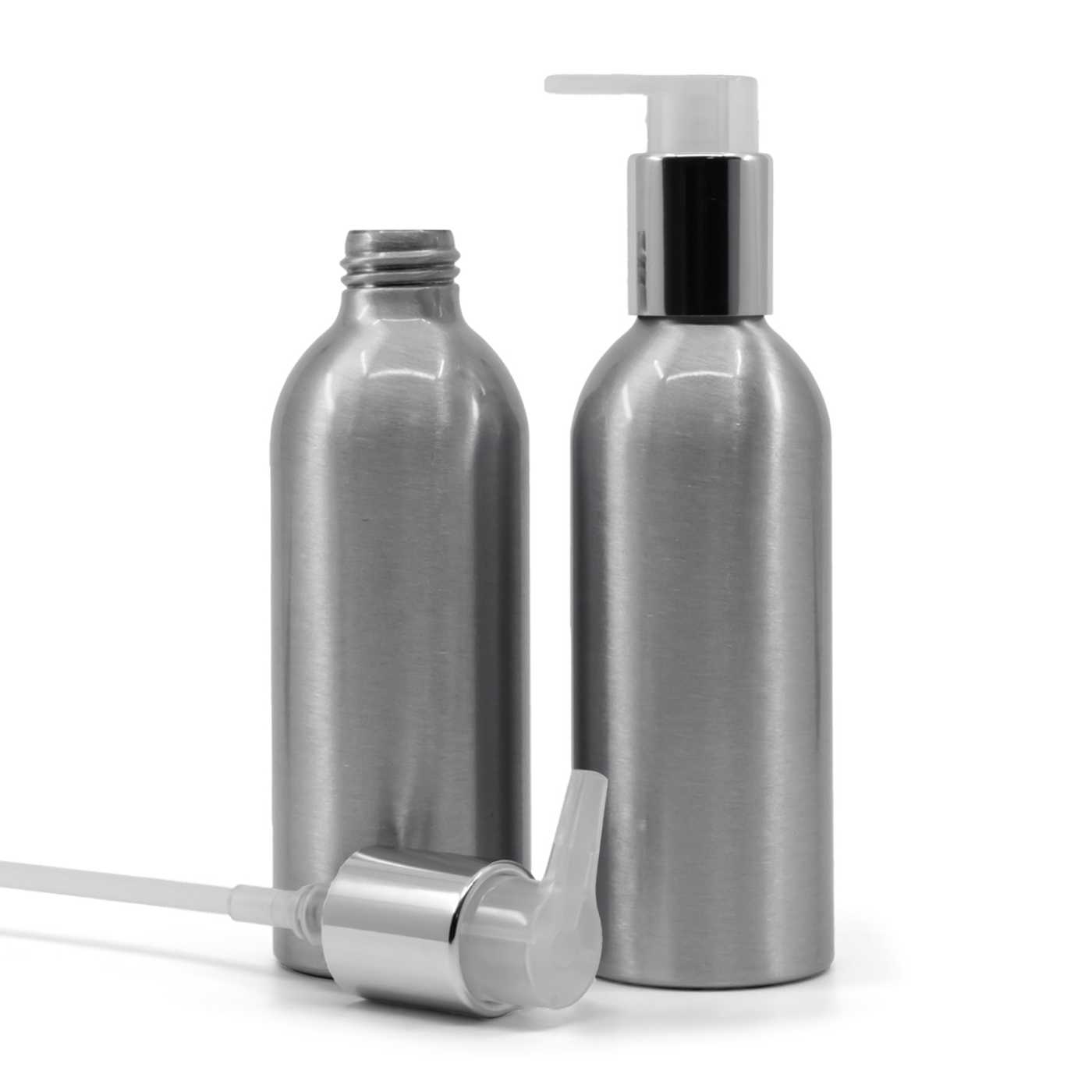 Hliníková fľaša, strieborný dávkovač, 200 ml
