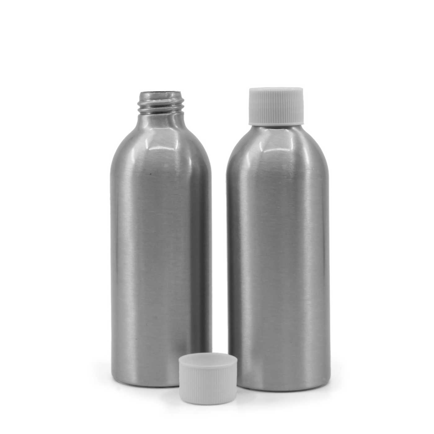 Hliníková fľaša s bielym vrchnákom, 200 ml