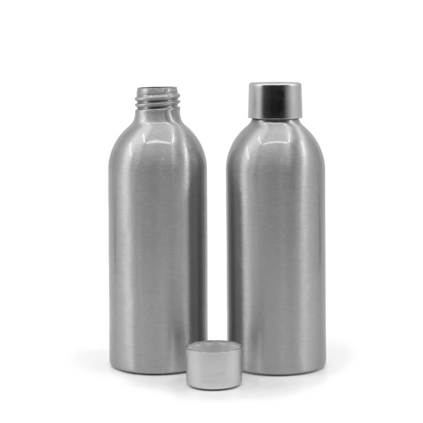 Hliníková fľaša so strieborným vrchnákom, 200 ml