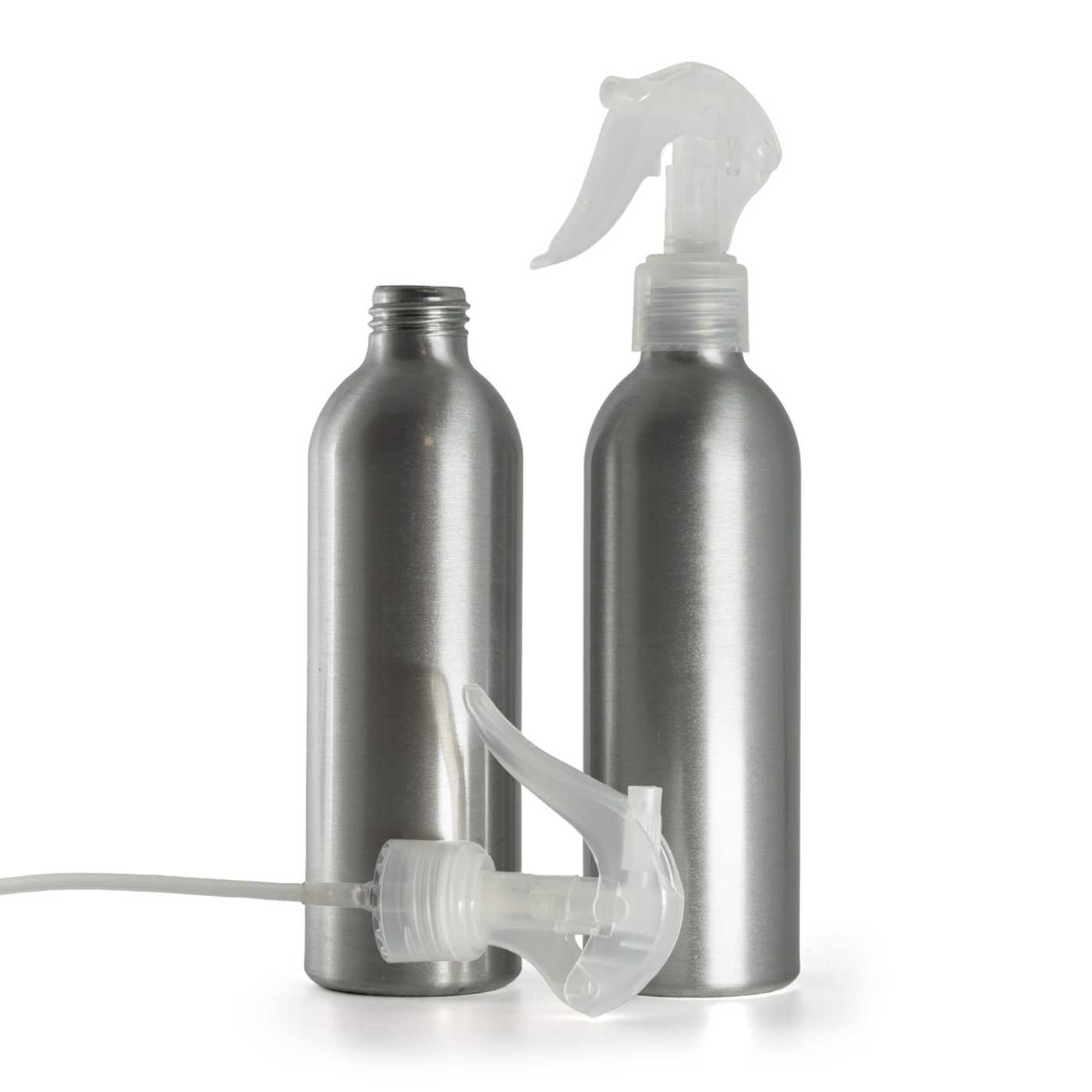 Butelka aluminiowa, mini spryskiwacz z dźwignią, przezroczysty, 225 ml