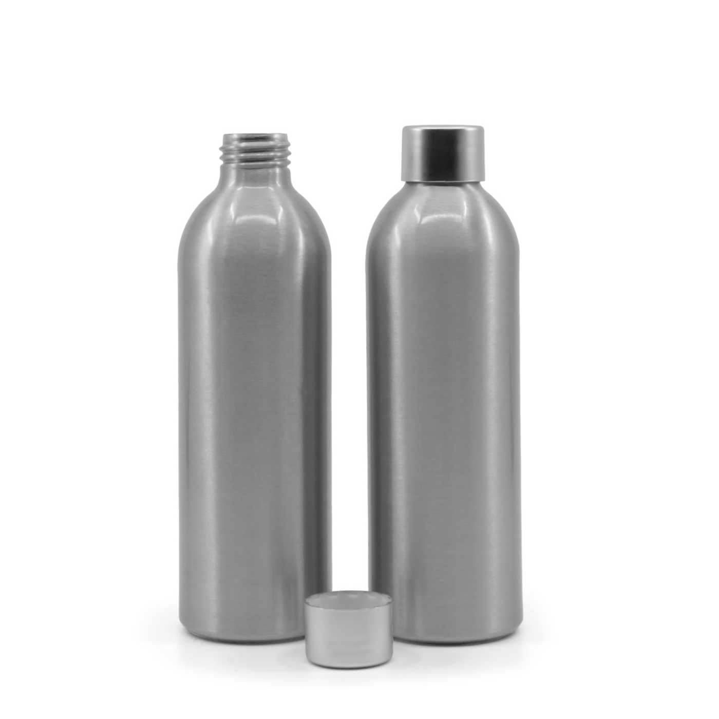 Butelka aluminiowa ze srebrną nakrętką, 225 ml