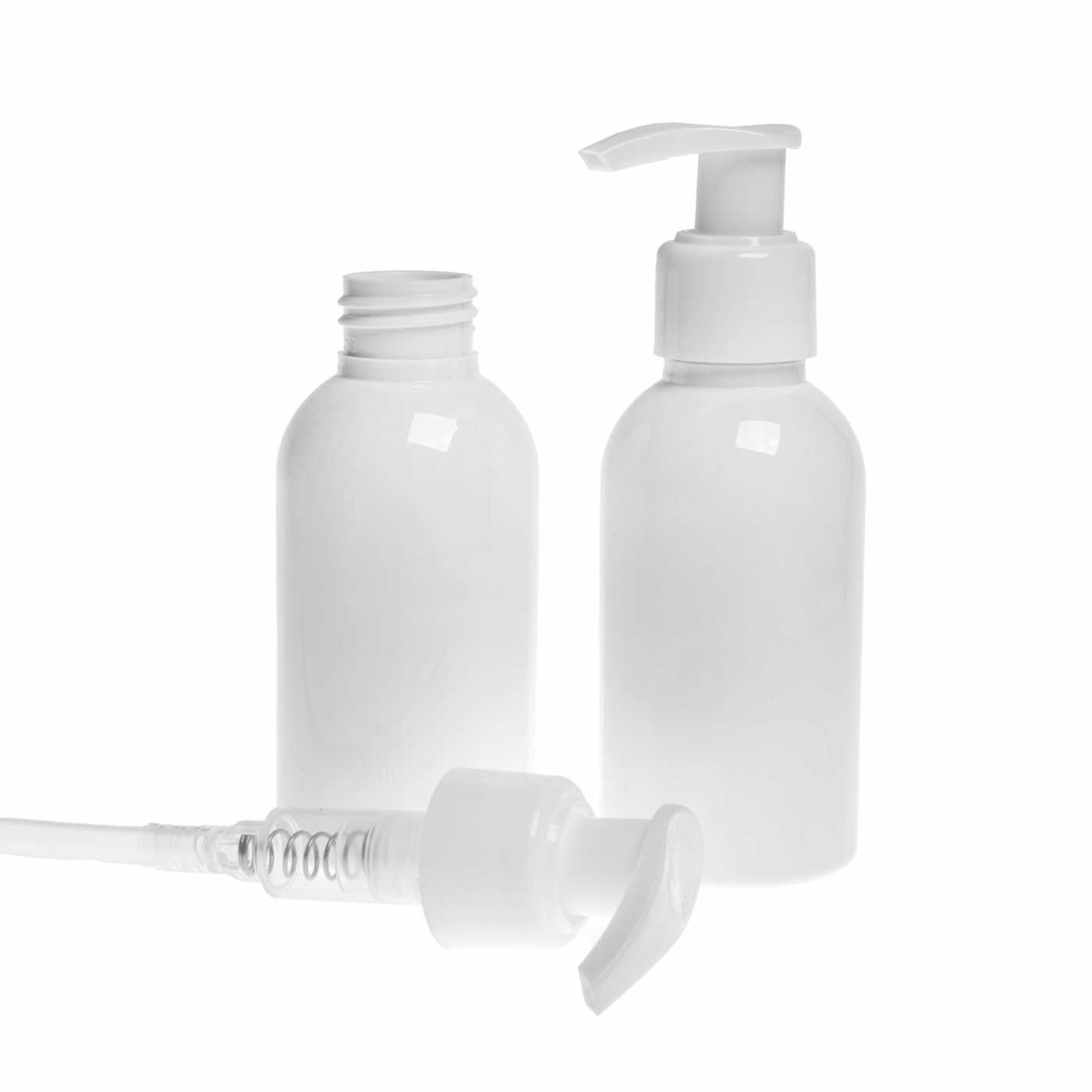 Plastová fľaša biela, s bielou pumpičkou, 100 ml