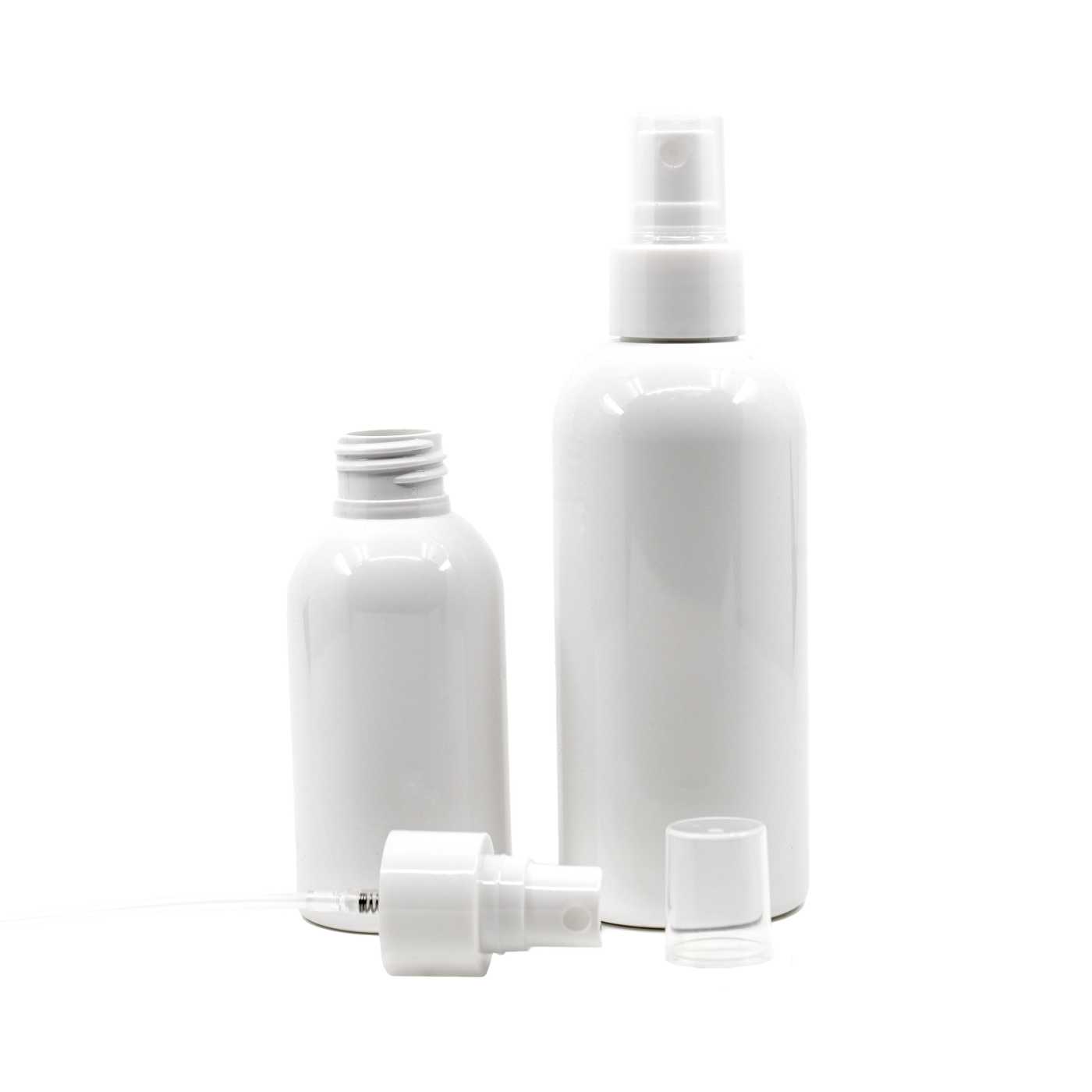 Plastová fľaša biela, 24/410, biely rozprašovač, 100 ml