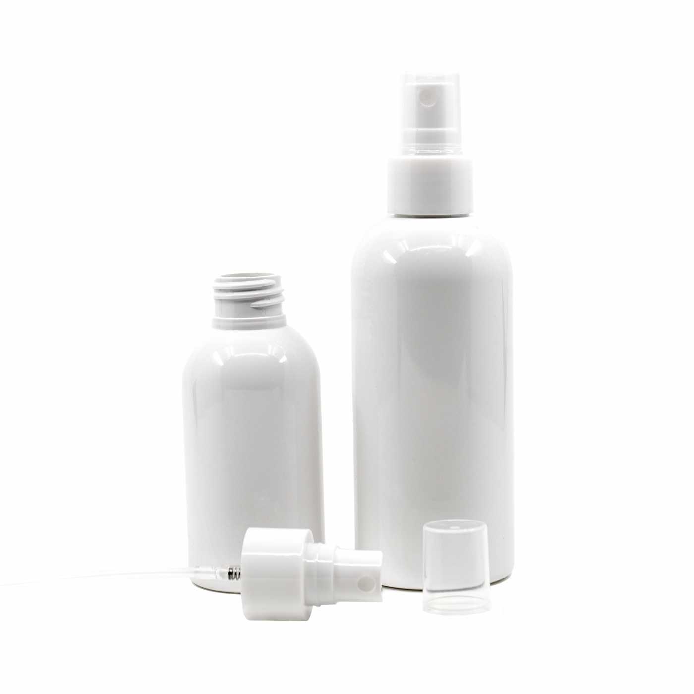 Plastová fľaša biela s bielym rozprašovačom, 150 ml