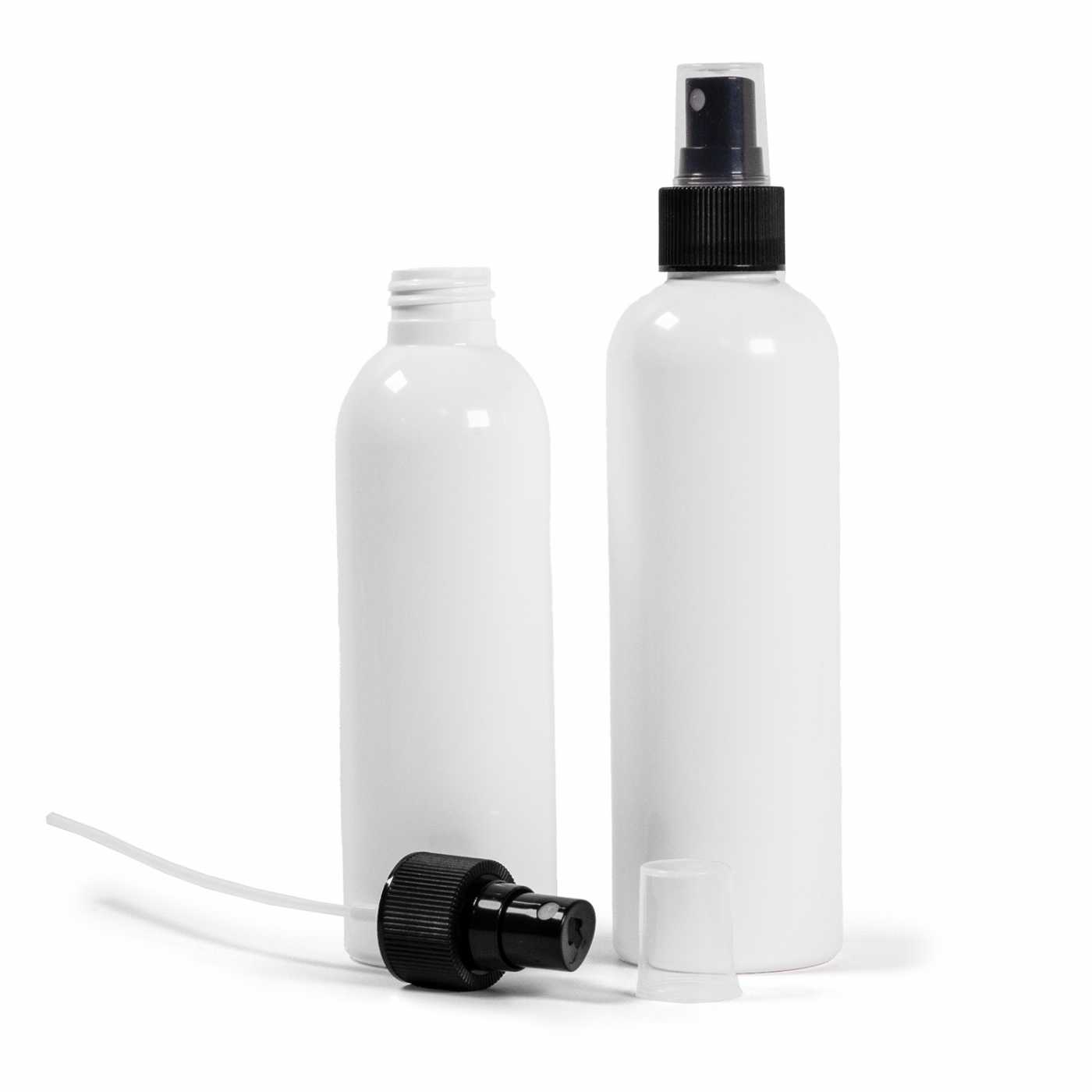 Butelka plastikowa, biała, atomizer czarny, 200 ml
