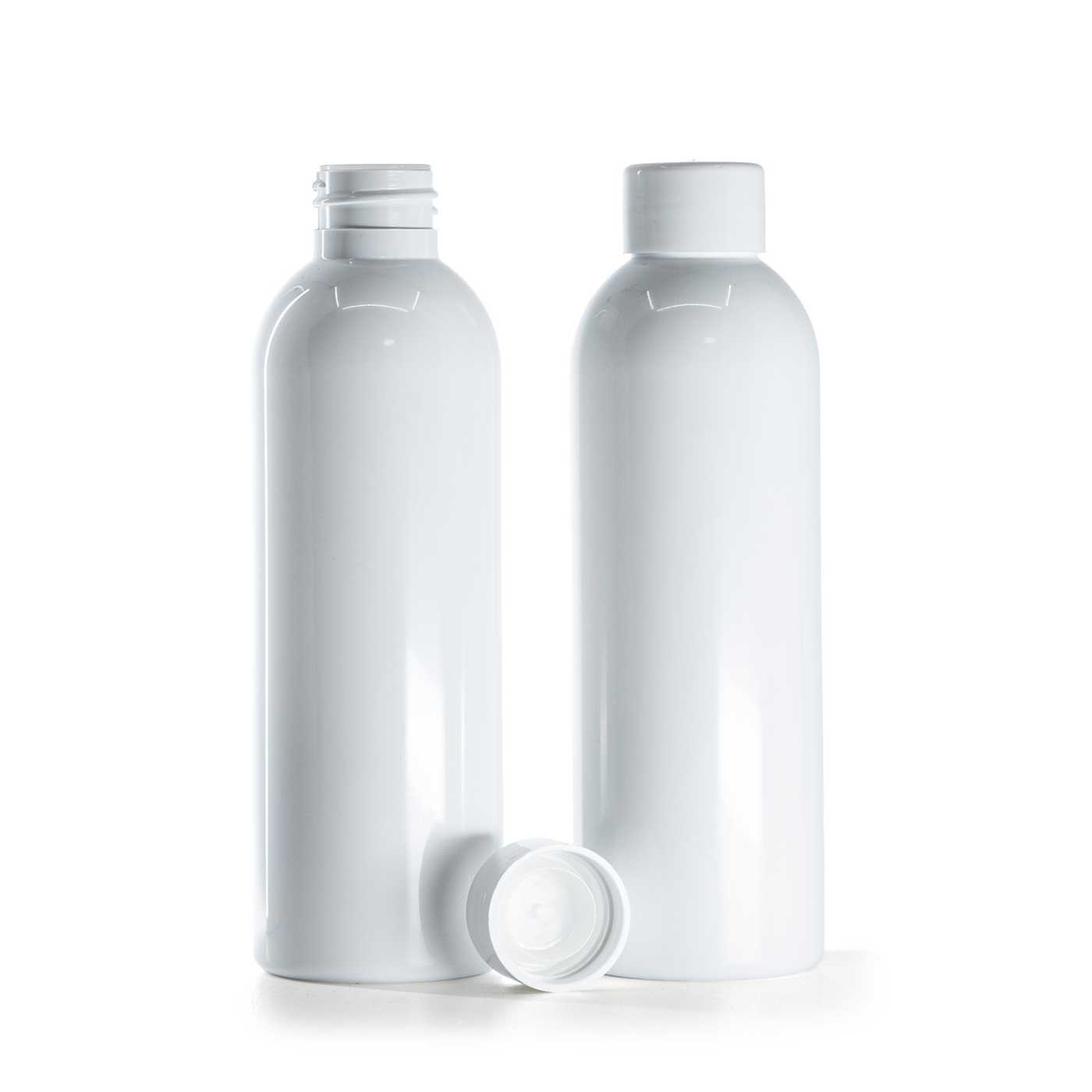 Butelka plastikowa biała, nakrętka biała gładka z redukcją, 200 ml