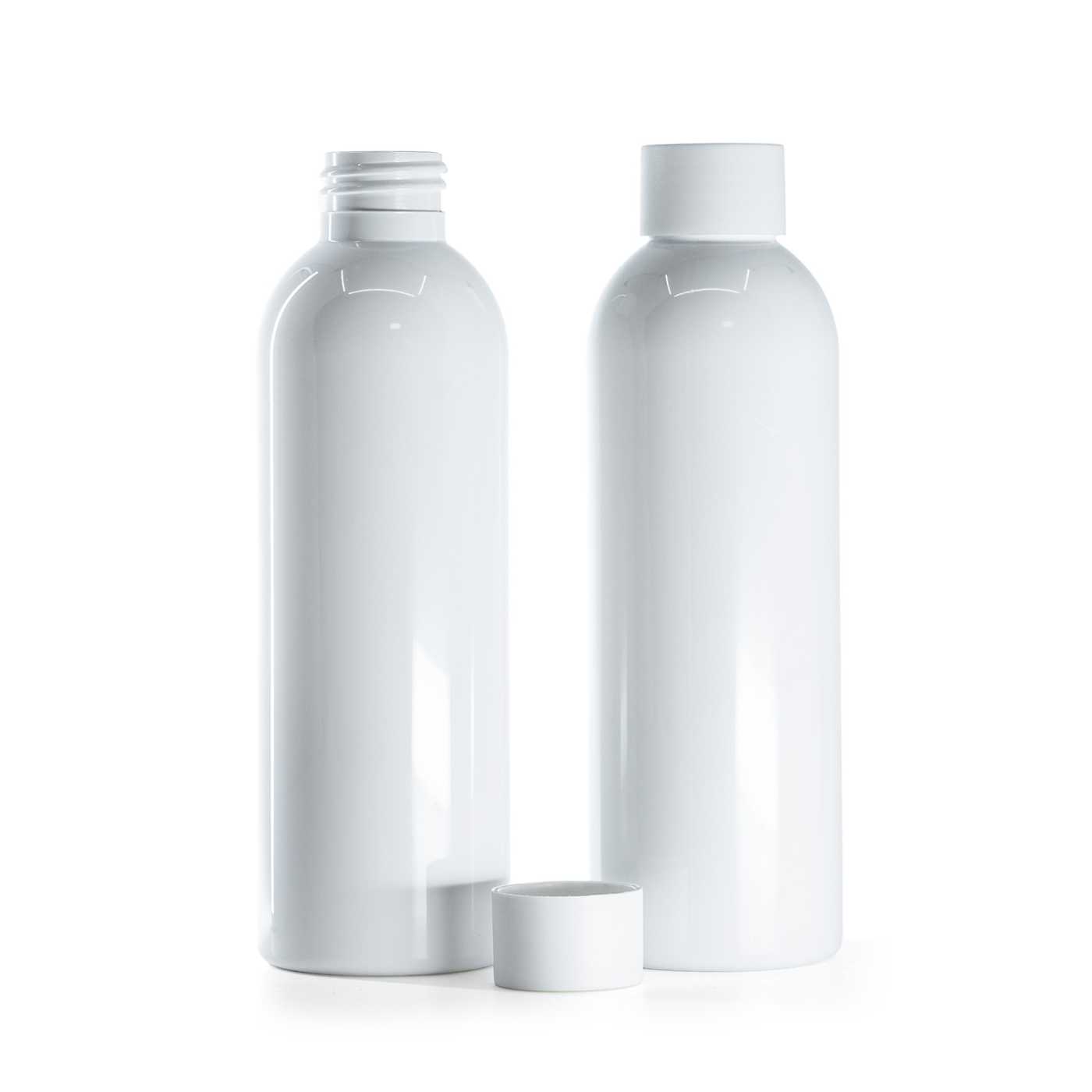 Butelka plastikowa biała, nakrętka matowa biała, 200 ml