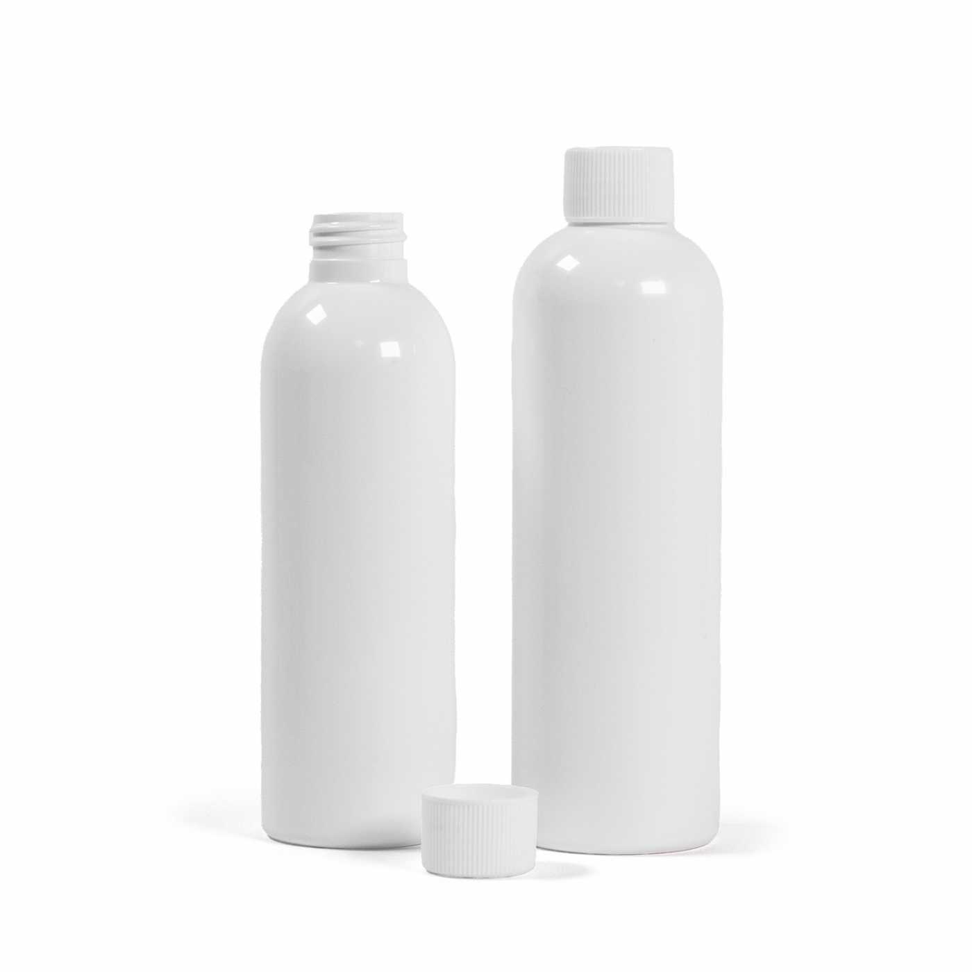 Butelka plastikowa biała, biała nakrętka, 250 ml