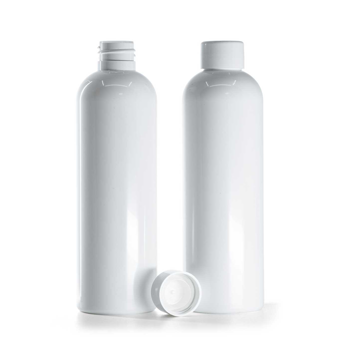 Butelka plastikowa biała, nakrętka biała gładka z redukcją, 250 ml
