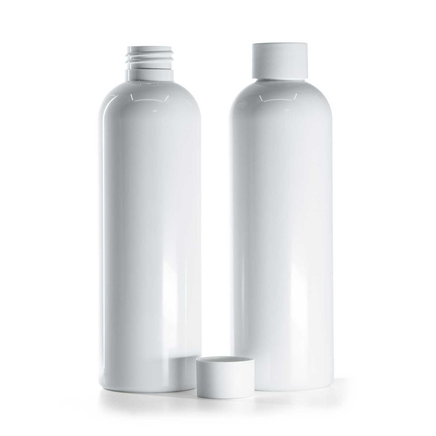 Butelka plastikowa biała, nakrętka matowa biała, 250 ml