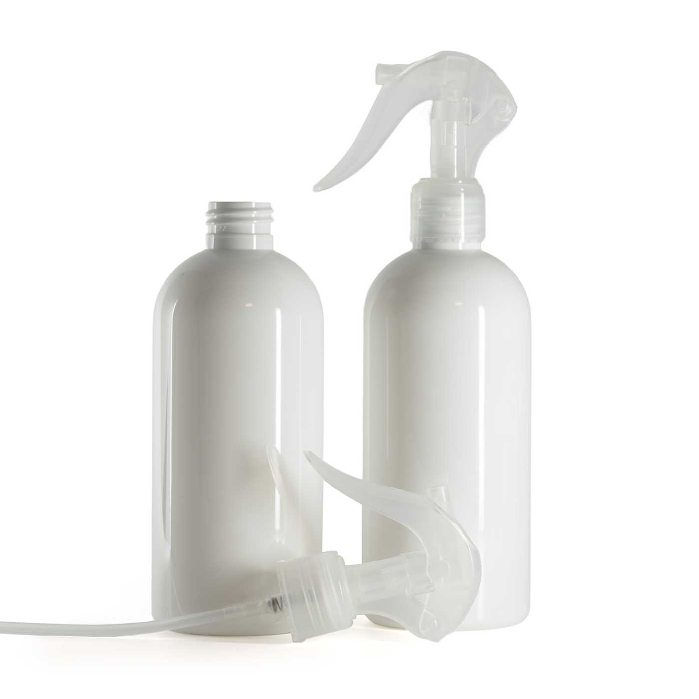 Botella de plástico blanca, pulverizador de gatillo transparente, 300 ml
