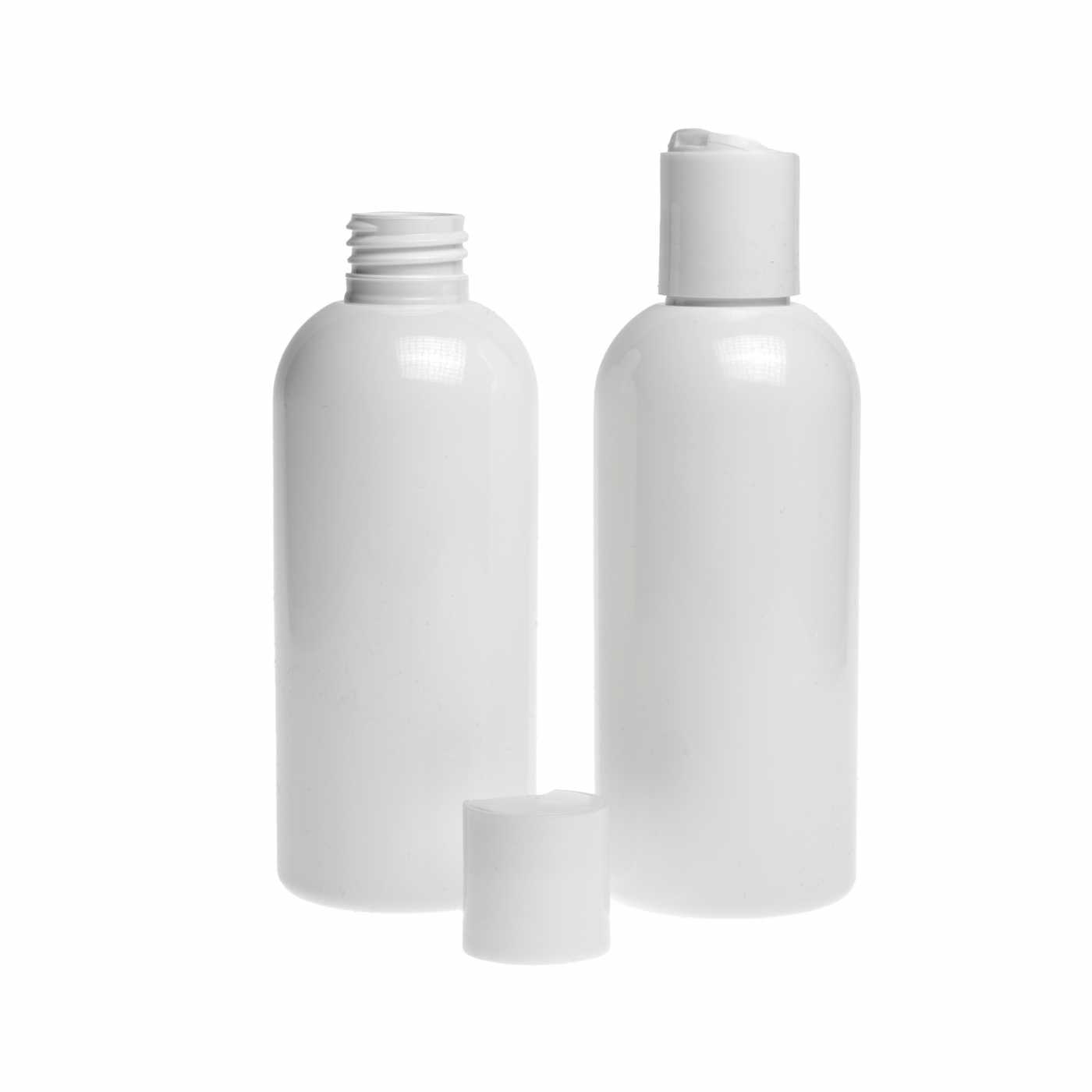 Bouteille en plastique blanche, bouchon disc-top blanc, 300 ml