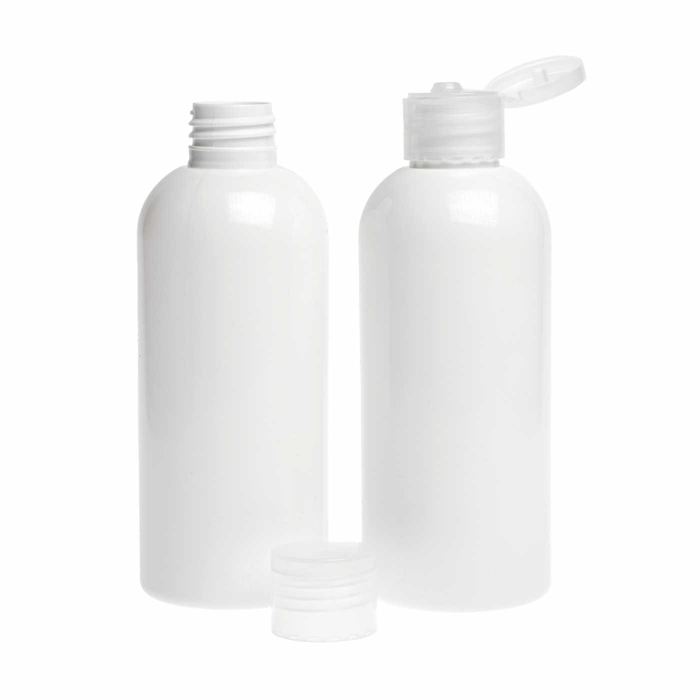 Bouteille en plastique blanche, bouchon flip-top transparent, 300 ml