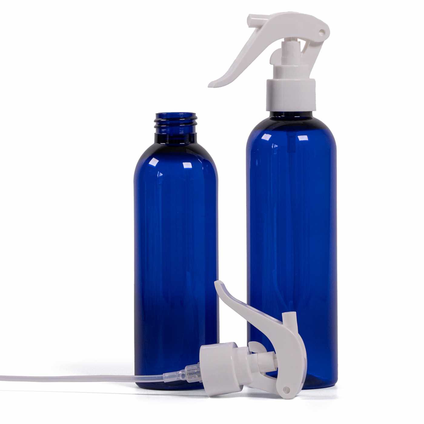 Blue Plastic Bottle, White Trigger Spray, 200 ml
