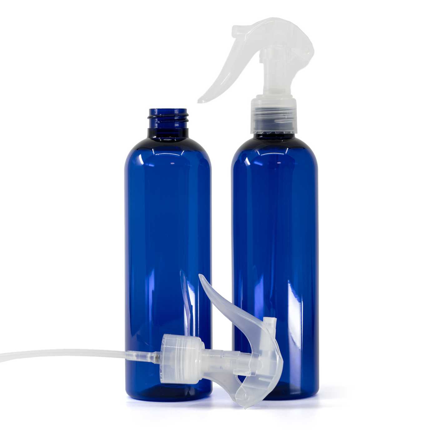 Botella de plástico azul, pulverizador de gatillo transparente, 250 ml