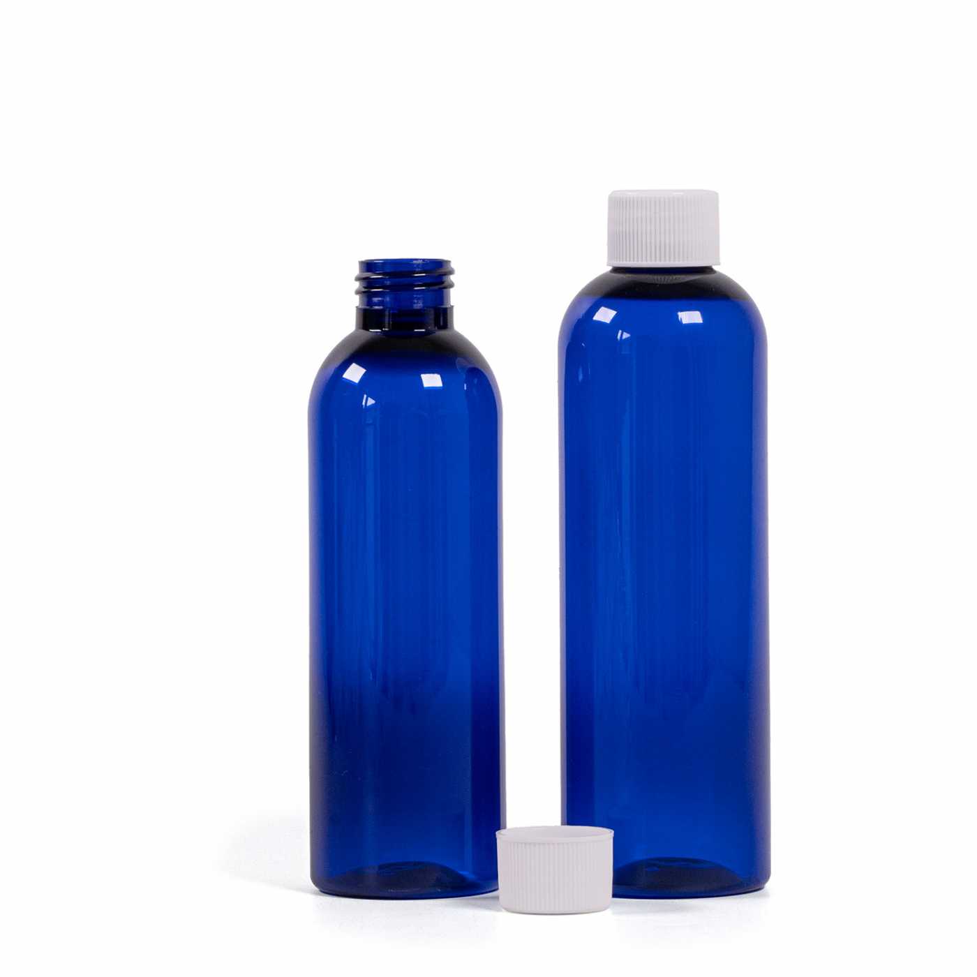 Bouteille en plastique bleue, 250 ml, bouchon blanc