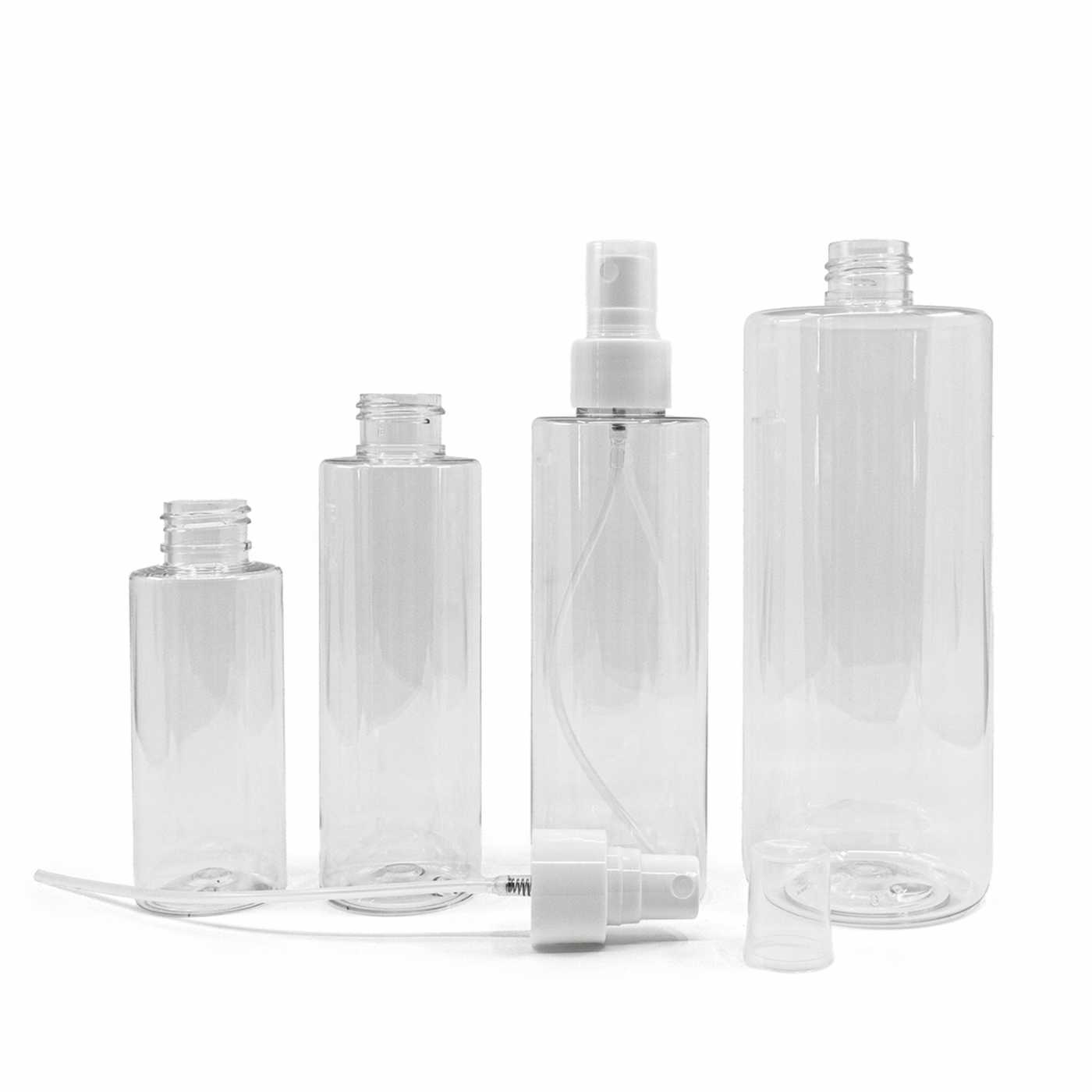 Plastová fľaša, priehľadná, biely rozprašovač 150 ml