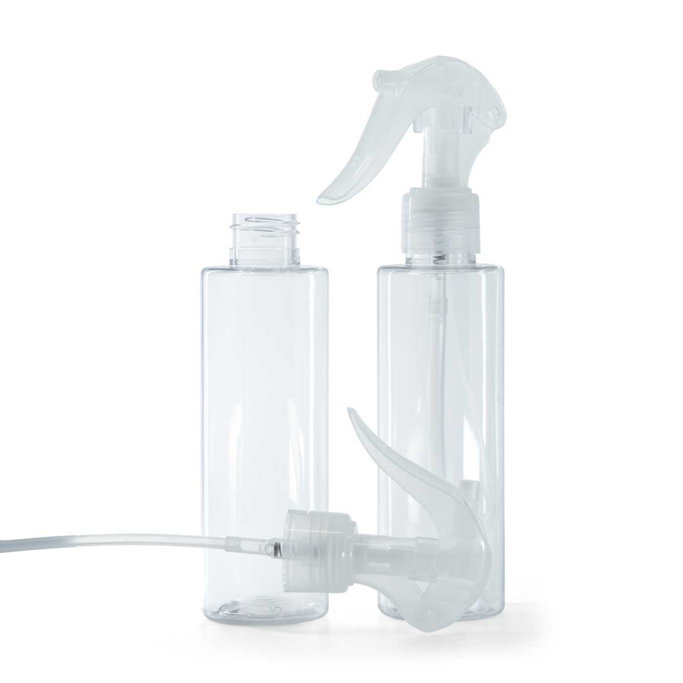 Butelka plastikowa przezroczysta, spryskiwacz z dźwignią przezroczysty, 150 ml