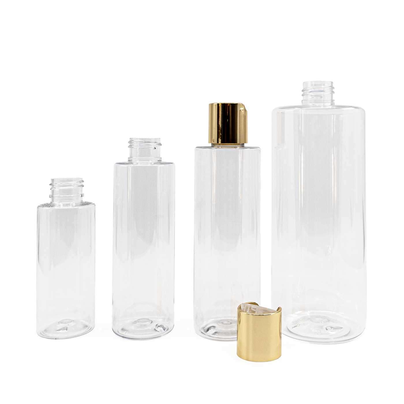 Plastová fľaša priehľadná, zlatý disc top, 150 ml