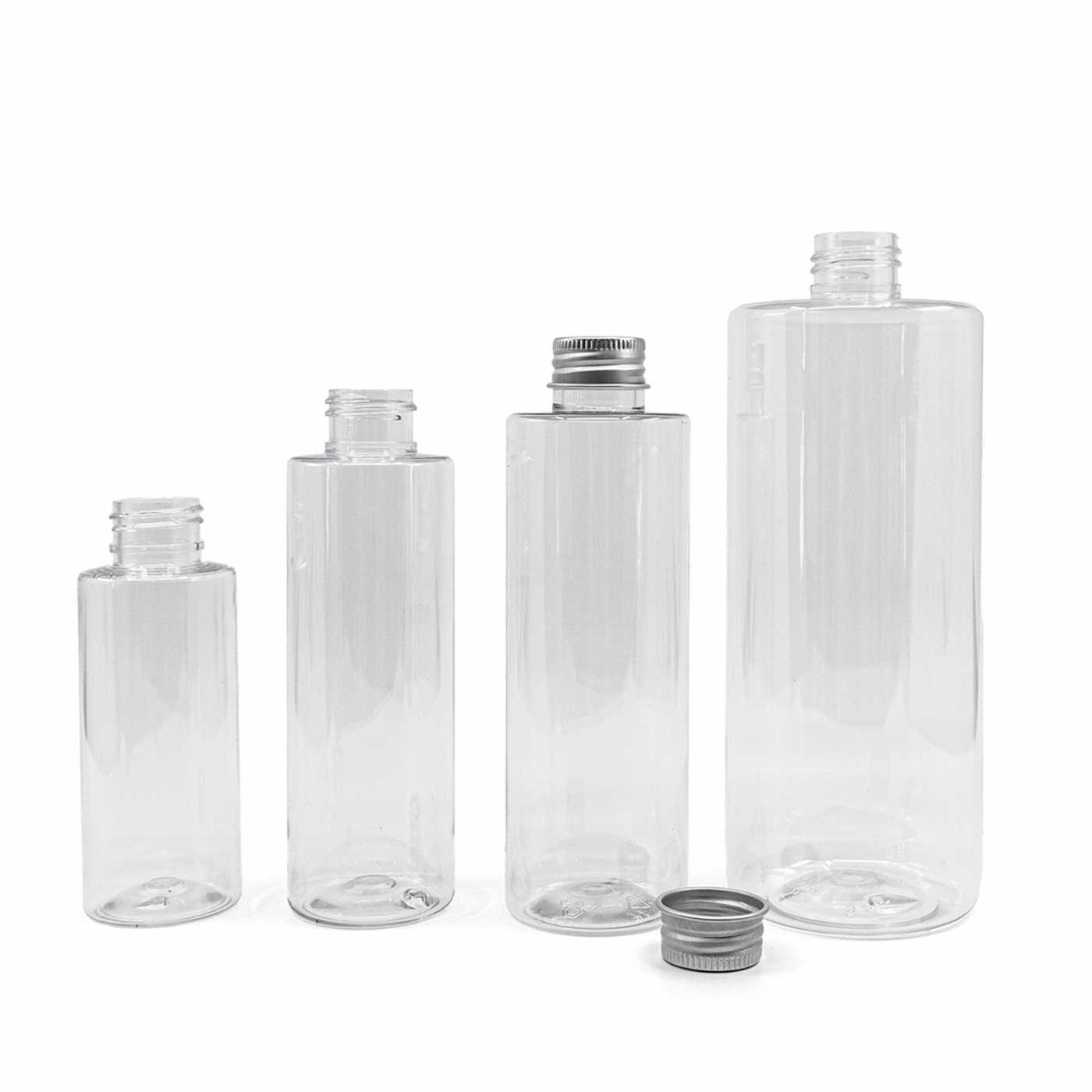 Plastová fľaša, priehľadná, hliníkový vrchnák, 200 ml