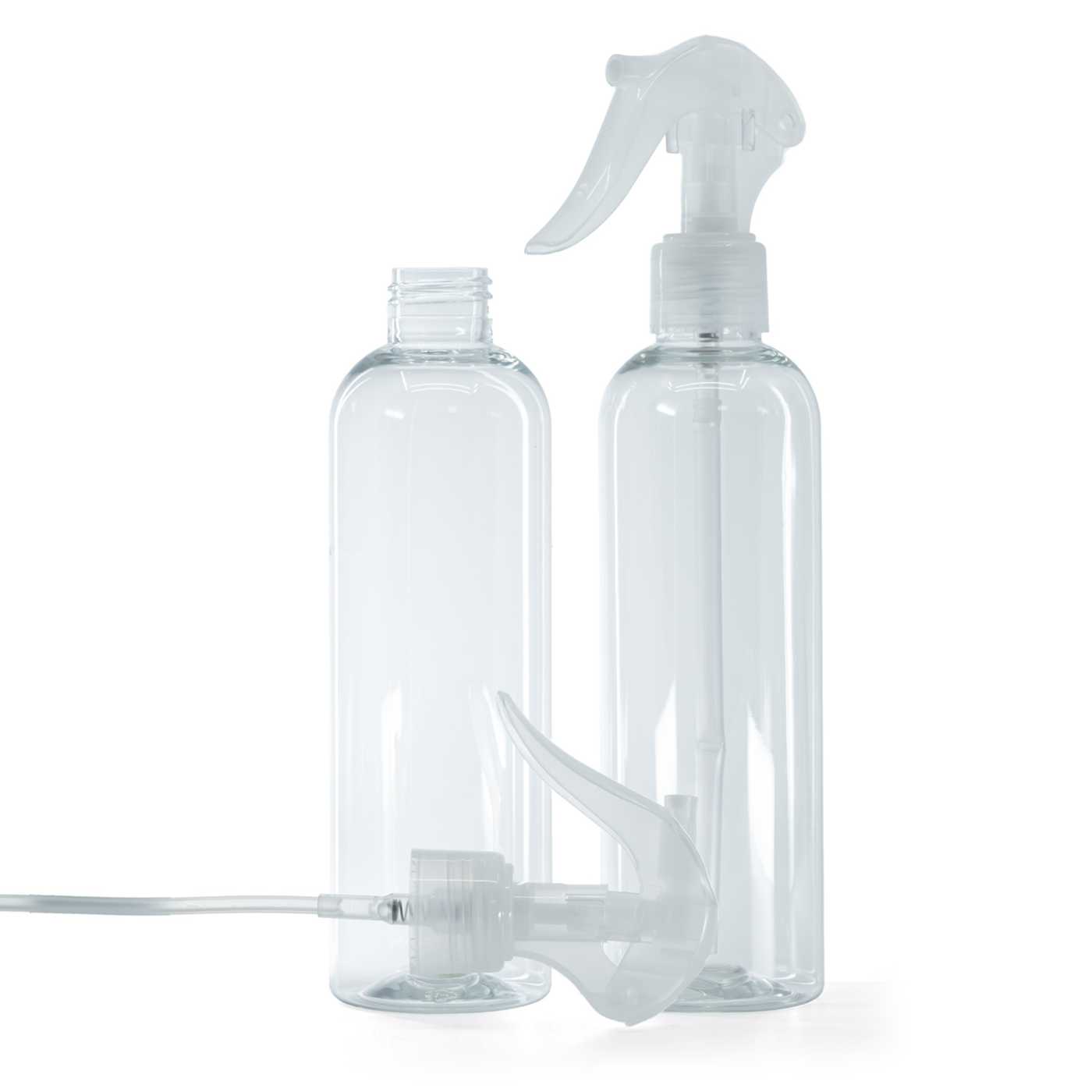 Butelka plastikowa przezroczysta, spryskiwacz z dźwignią przezroczysty, 250 ml