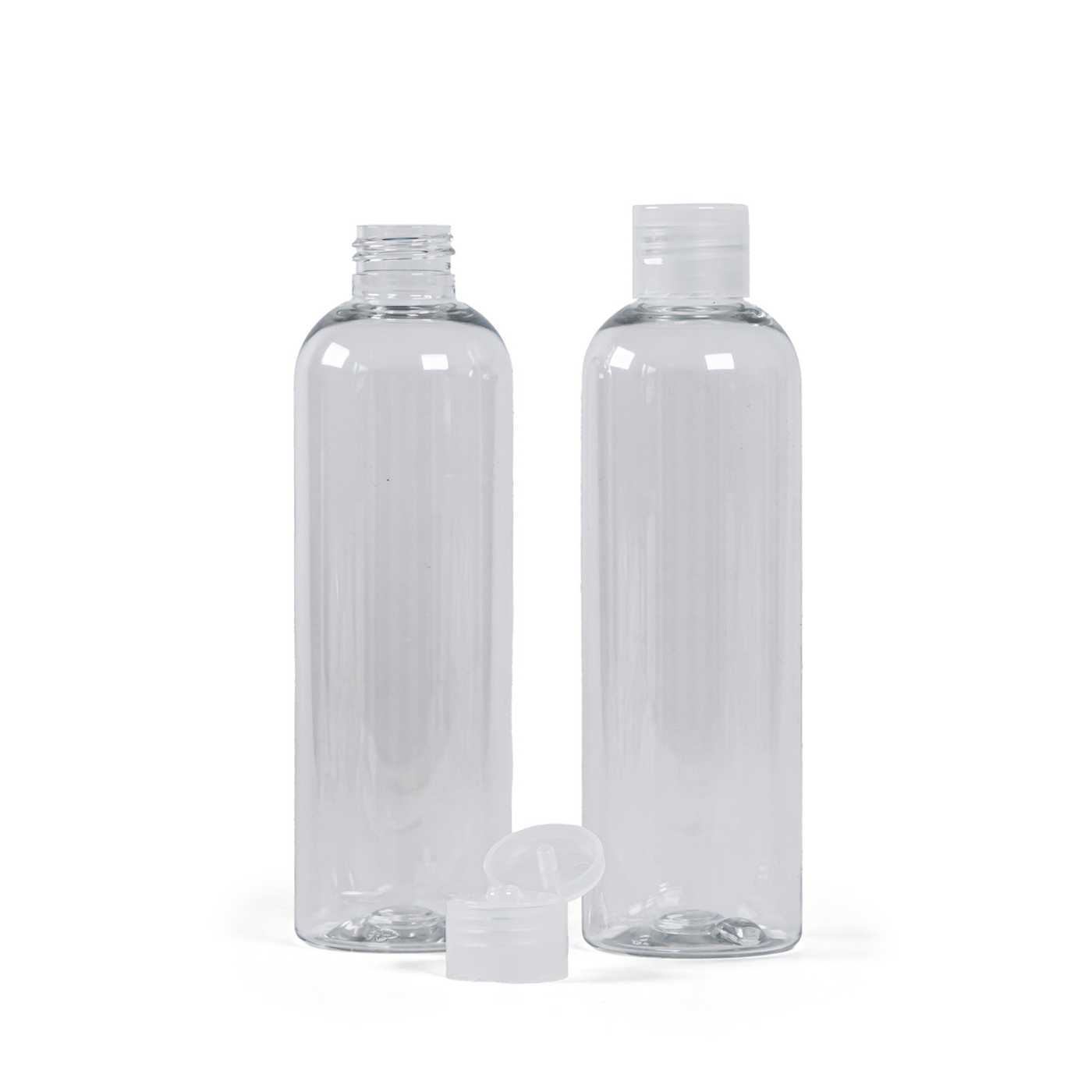 Plastová fľaša, priehľadná, flip top priehľadný, 250 ml