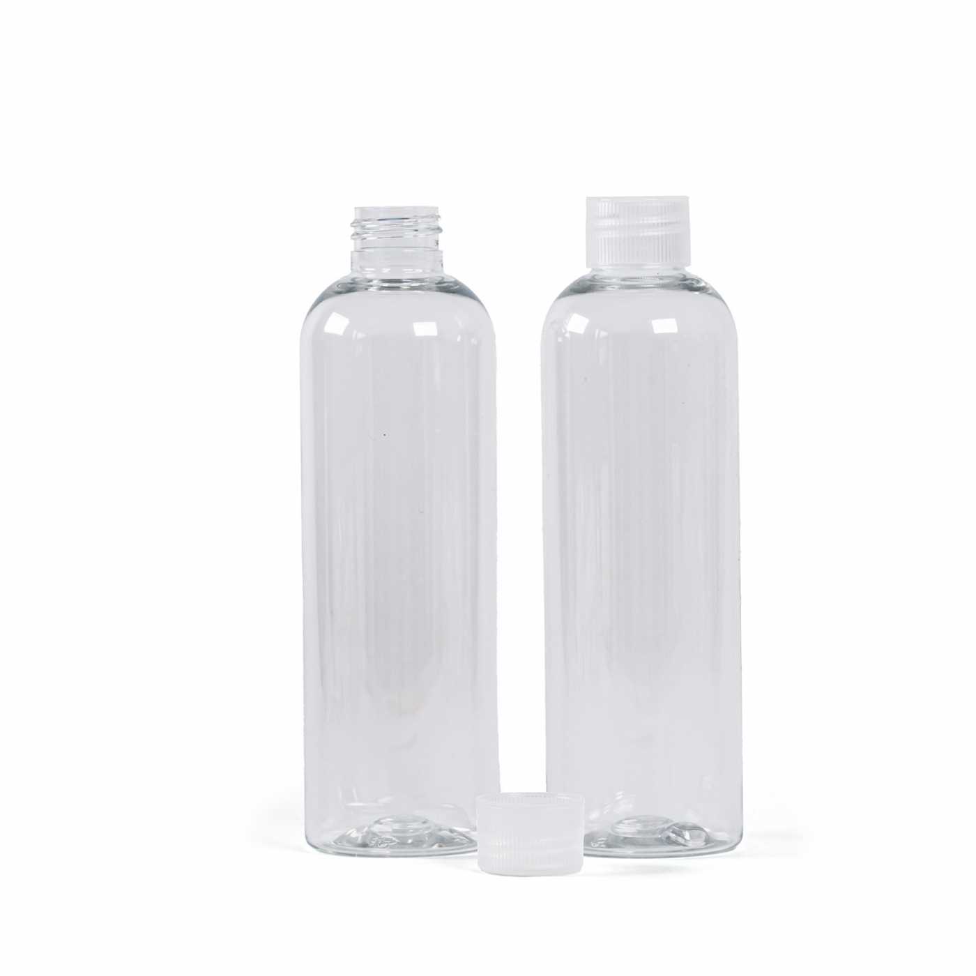 Plastová fľaša priehľadná s priehľadným vrchnákom, 250 ml