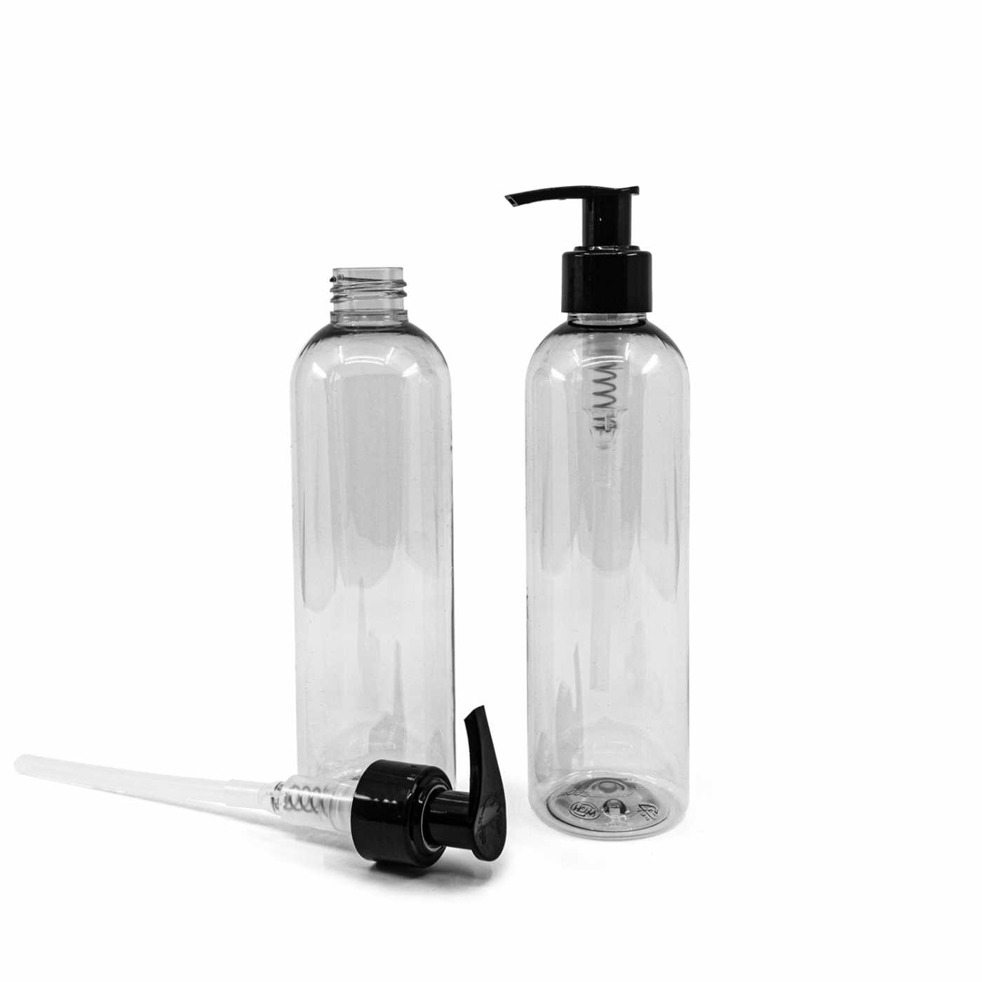 Plastová recyklovaná fľaša, čierny dávkovač, 250 ml
