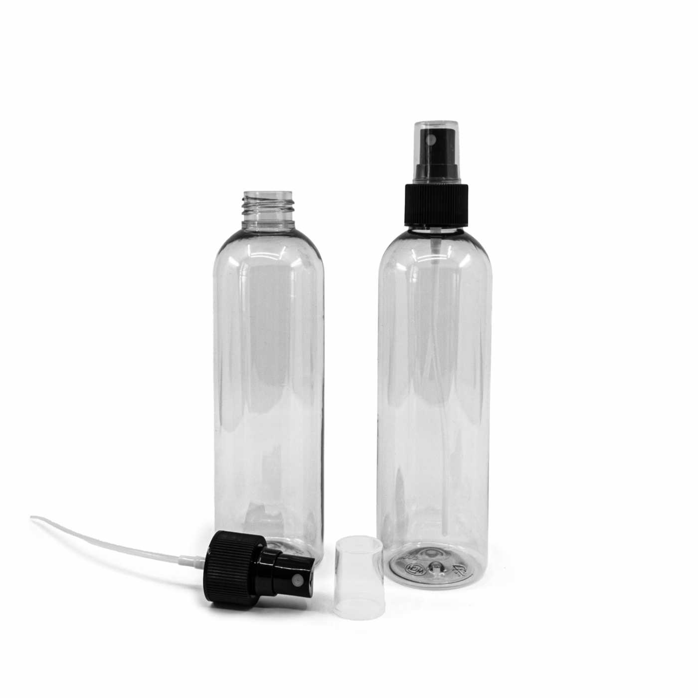Plastová fľaša, recyklovaná, čierny rozprašovač, 250 ml