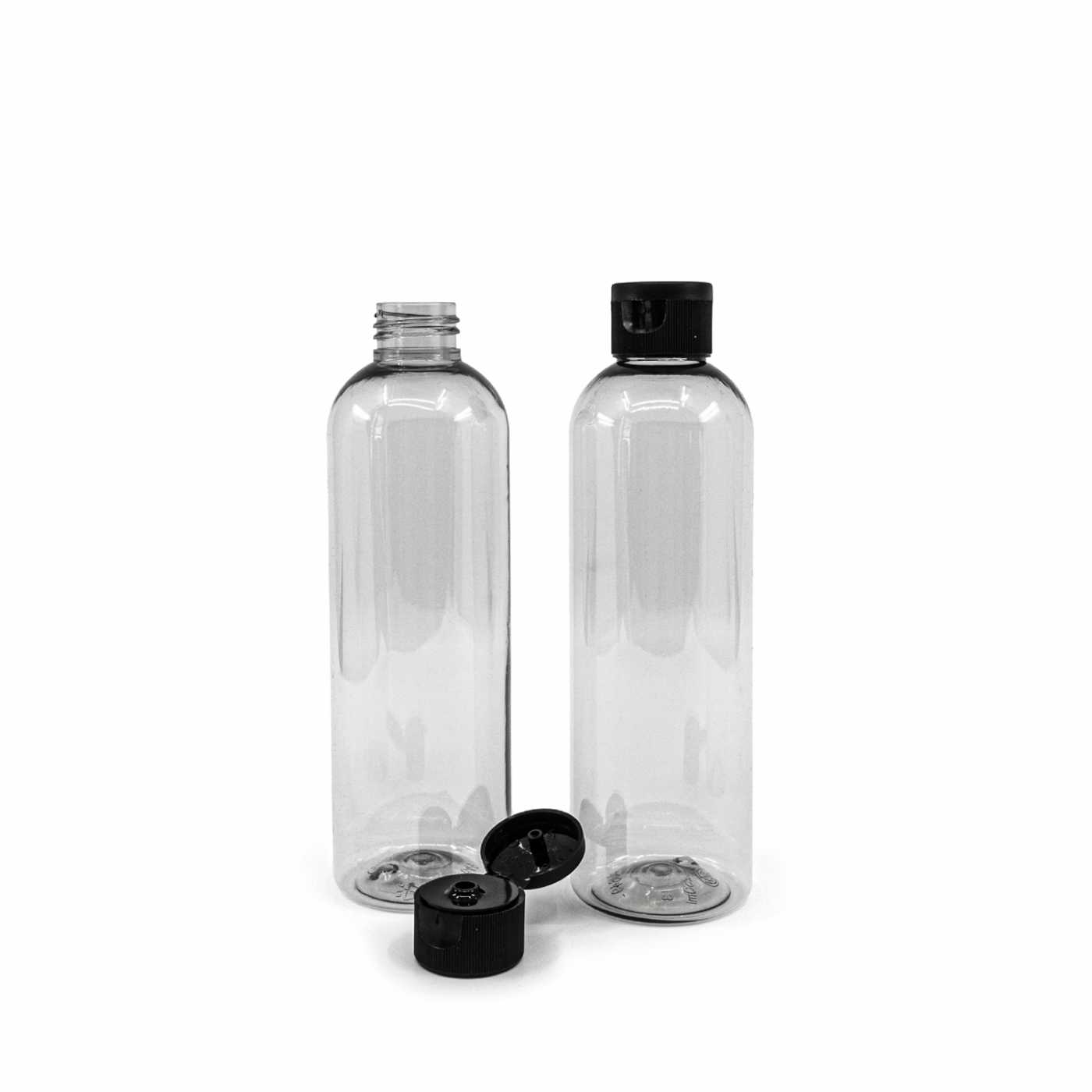 Plastová fľaša, recyklovaná, flip top čierny, 250 ml