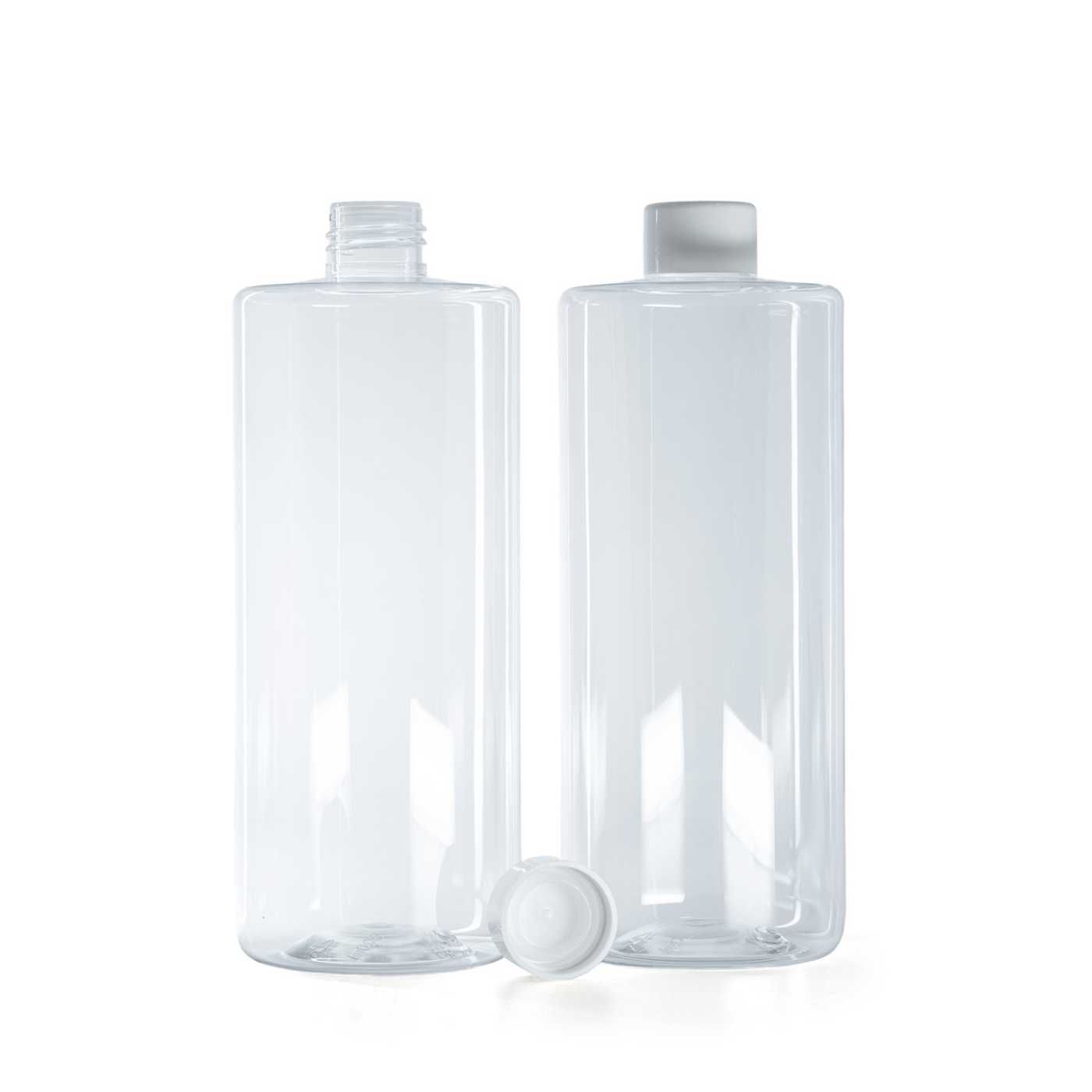 Plastová fľaša, priehľadná, vrchnák hladký biely s redukciou, 500 ml