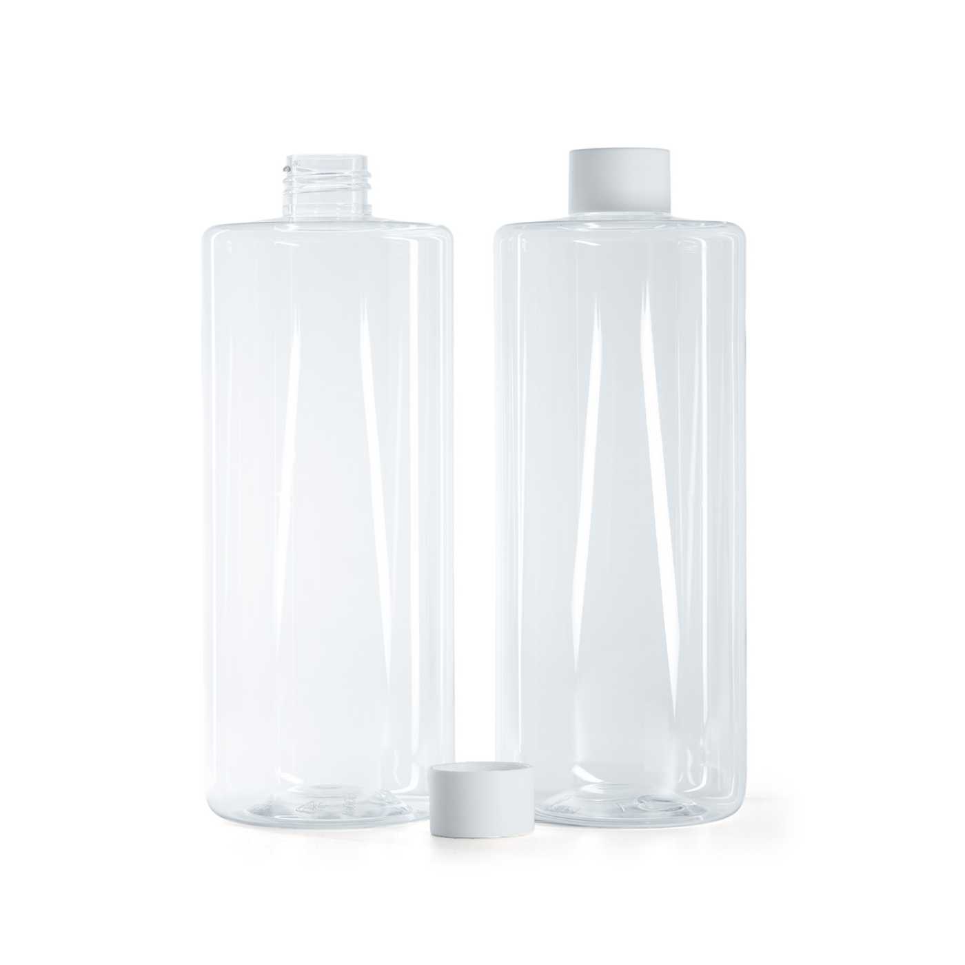 Plastová fľaša, priehľadná, vrchnák matný biely, 500 ml