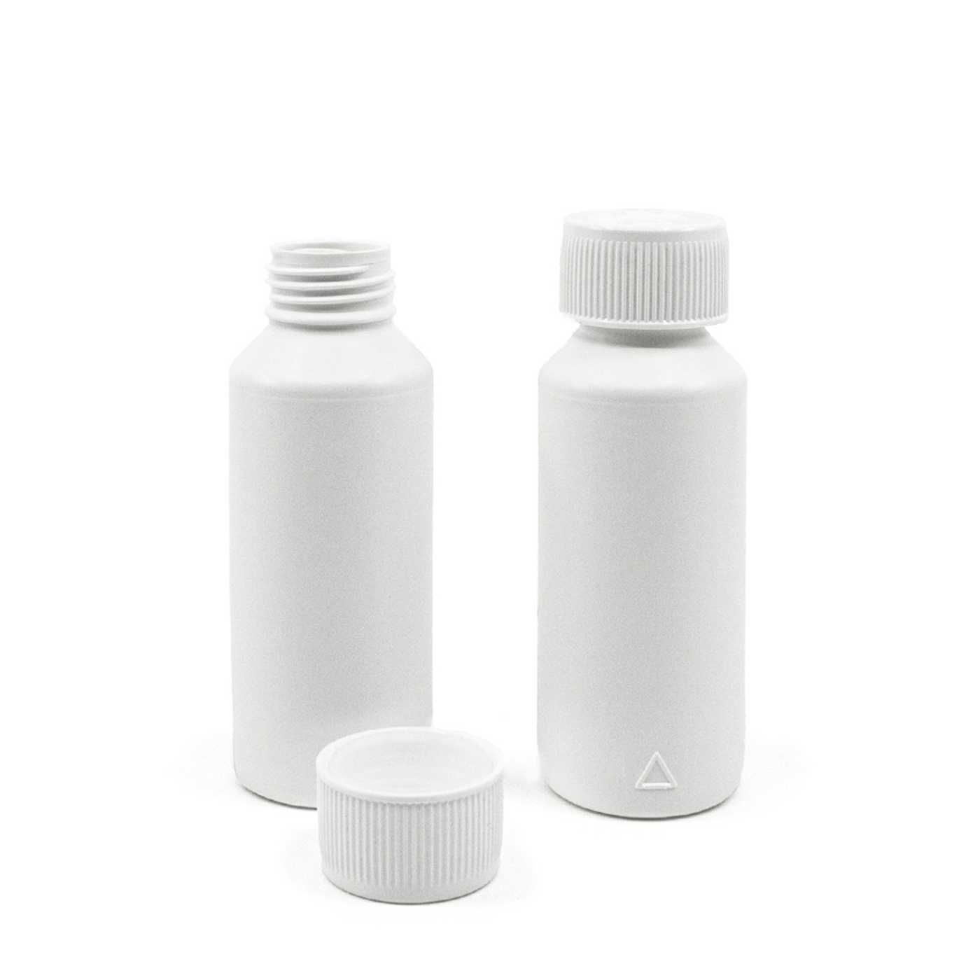 Butelka plastikowa biała, HDPE, nakrętka z zabezpieczeniem, 100 ml