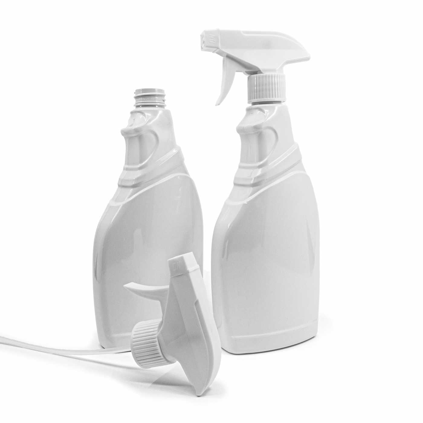 Biela fľaša na čistiace prostriedky, biely rozprašovač 500 ml