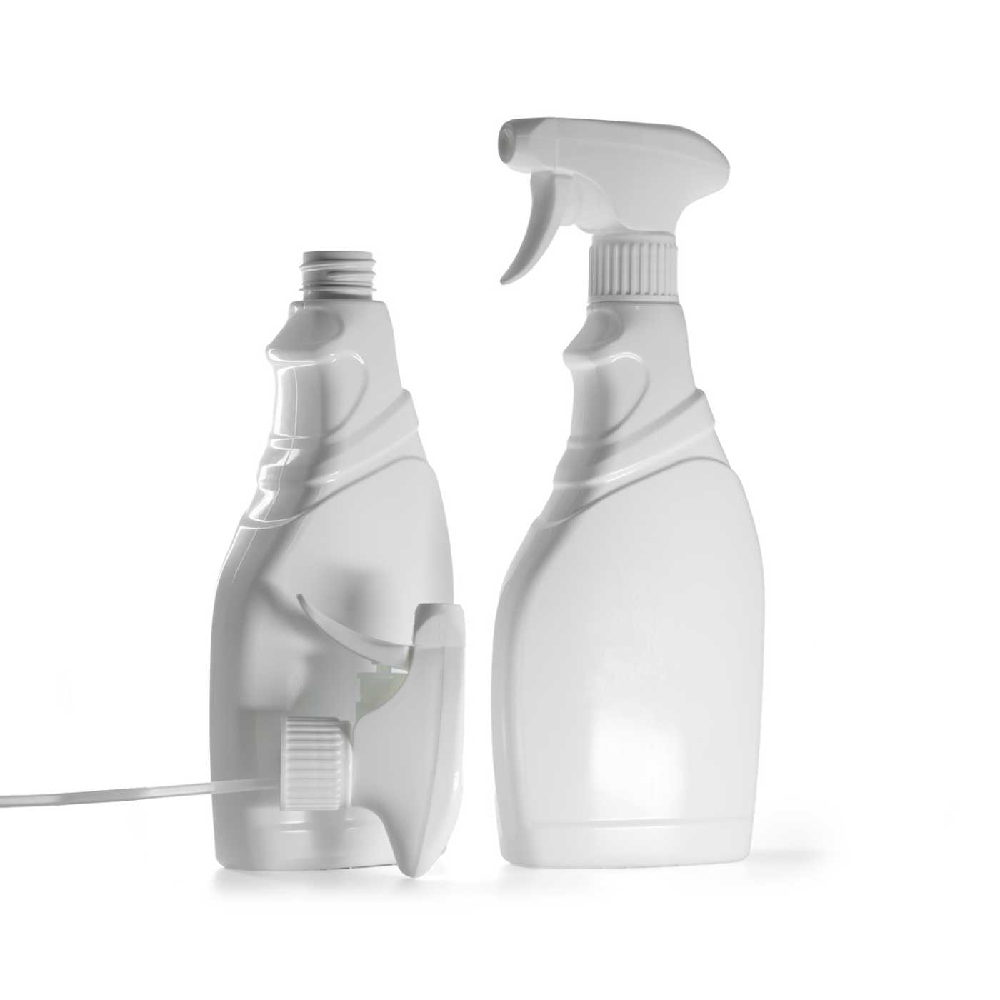 Biała butelka na środki czystości, biały spryskiwacz z dźwignią, 500 ml